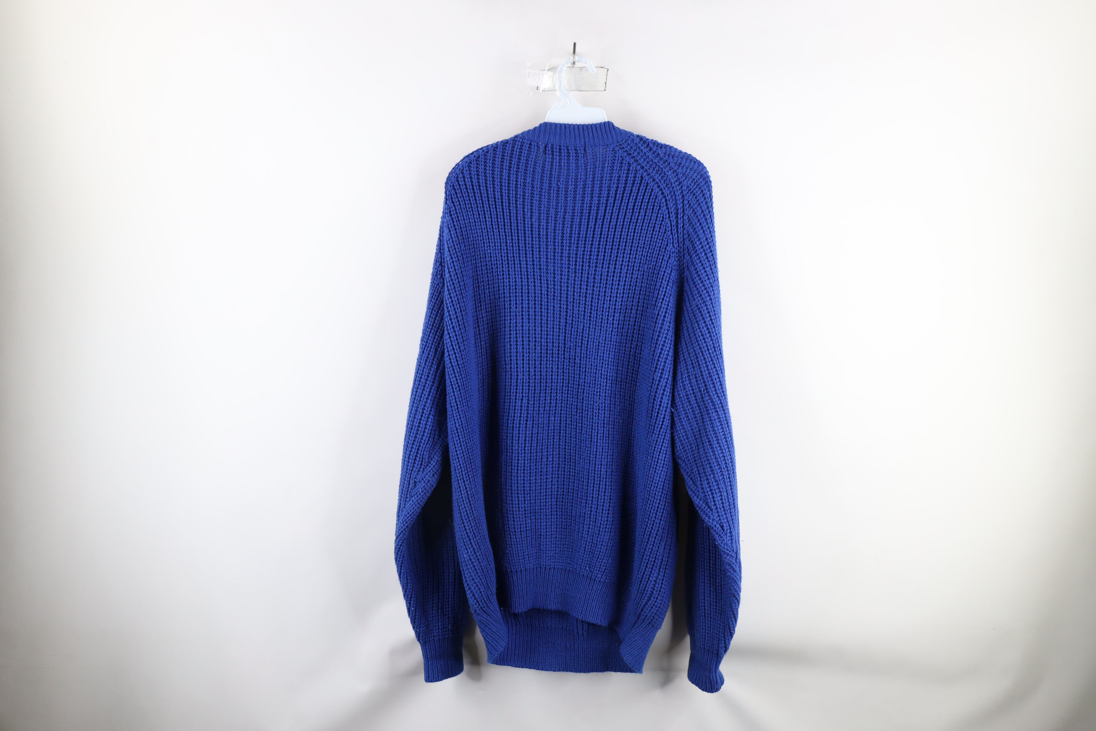 Vintage Vintage 90s Streetwear Chunky Ribbed Knit Sweater Royal Blue Size US XXL / EU 58 / 5 - 7 Thumbnail