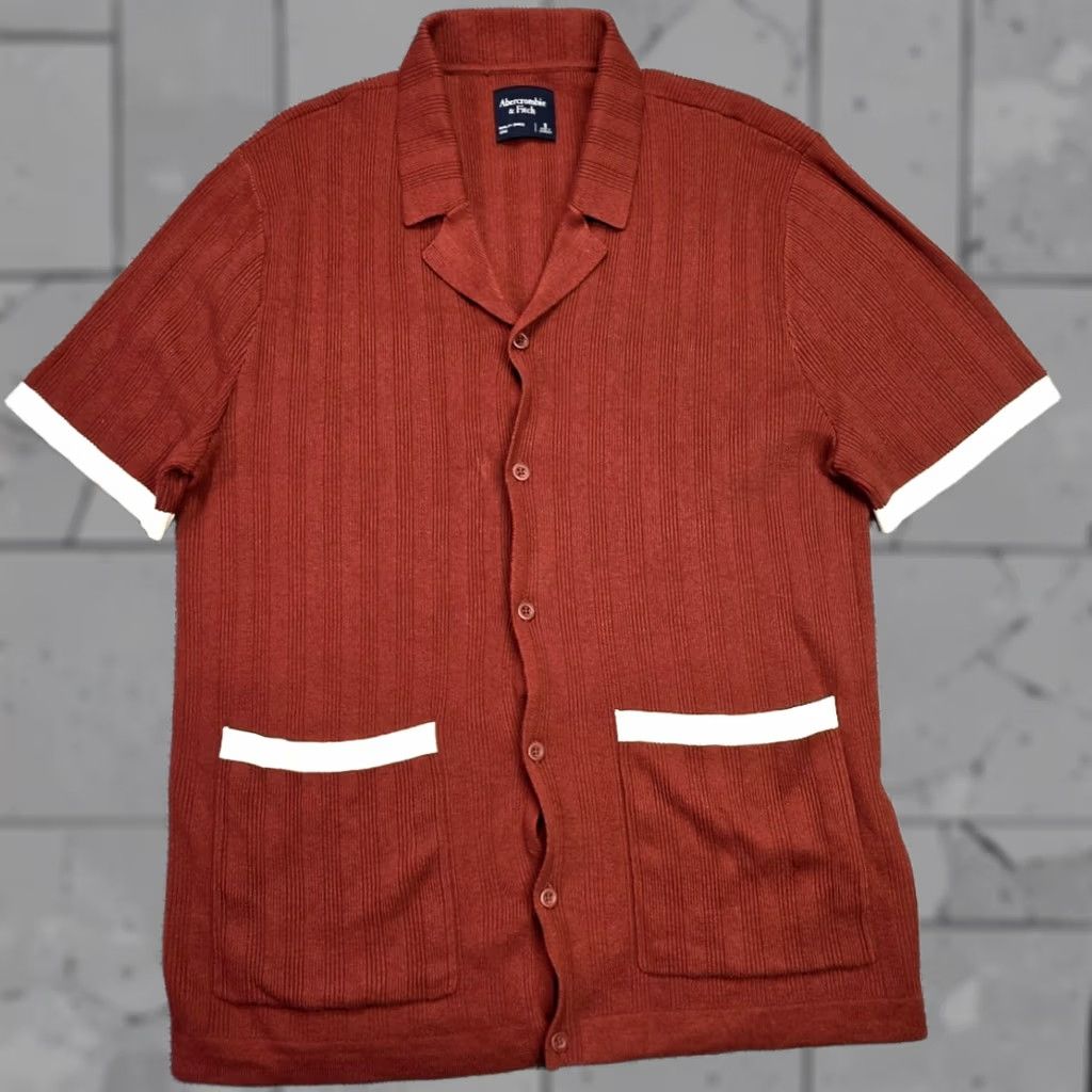 Abercrombie & Fitch Abercrombie & Fitch Shirt Mens Knit Button-Up Short Sleeve Brown Burnt Orange 50s 60s 70s 80s 90s Preppy Retro College S Size US S / EU 44-46 / 1 - 1 Thumbnail