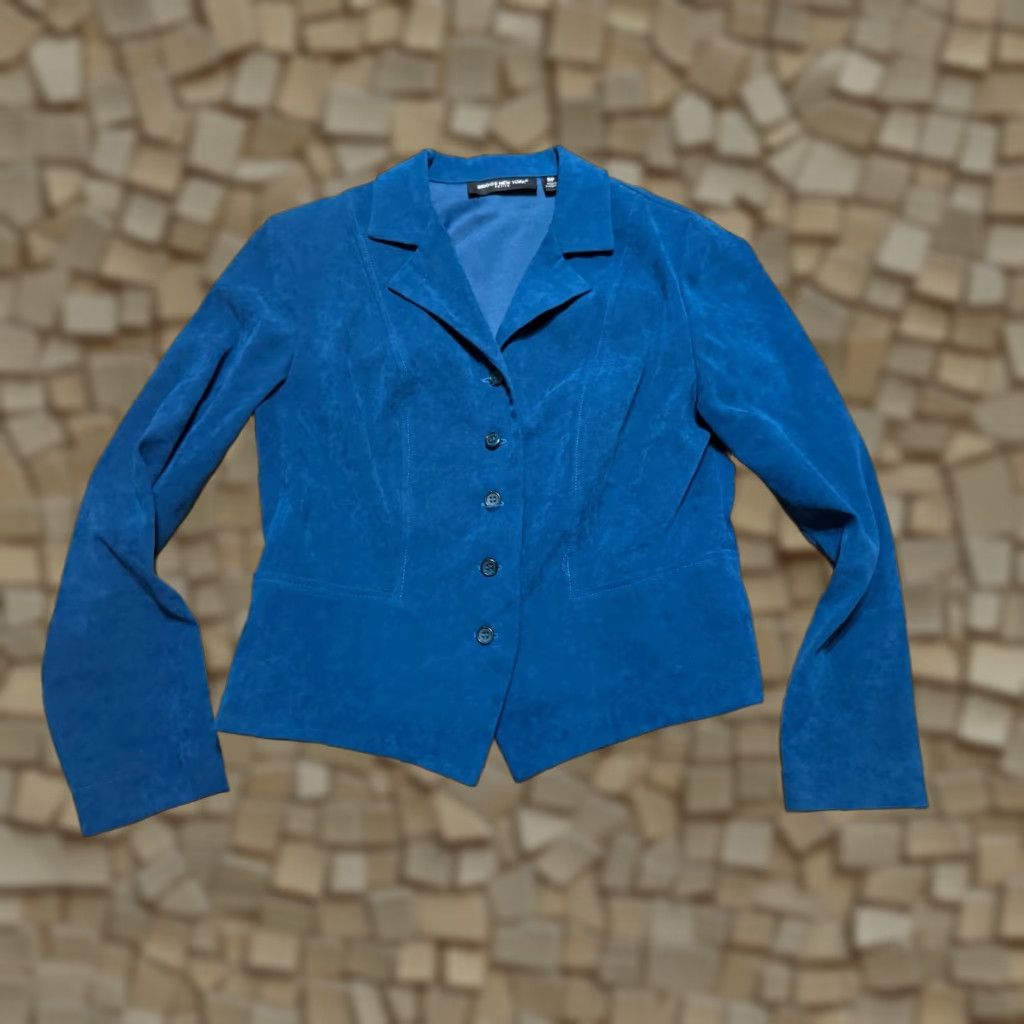 Vintage VINTAGE Briggs New York Jacket Womens 8 Petite Blue Blazer Padded Shoulders Button Up Size M / US 6-8 / IT 42-44 - 1 Thumbnail