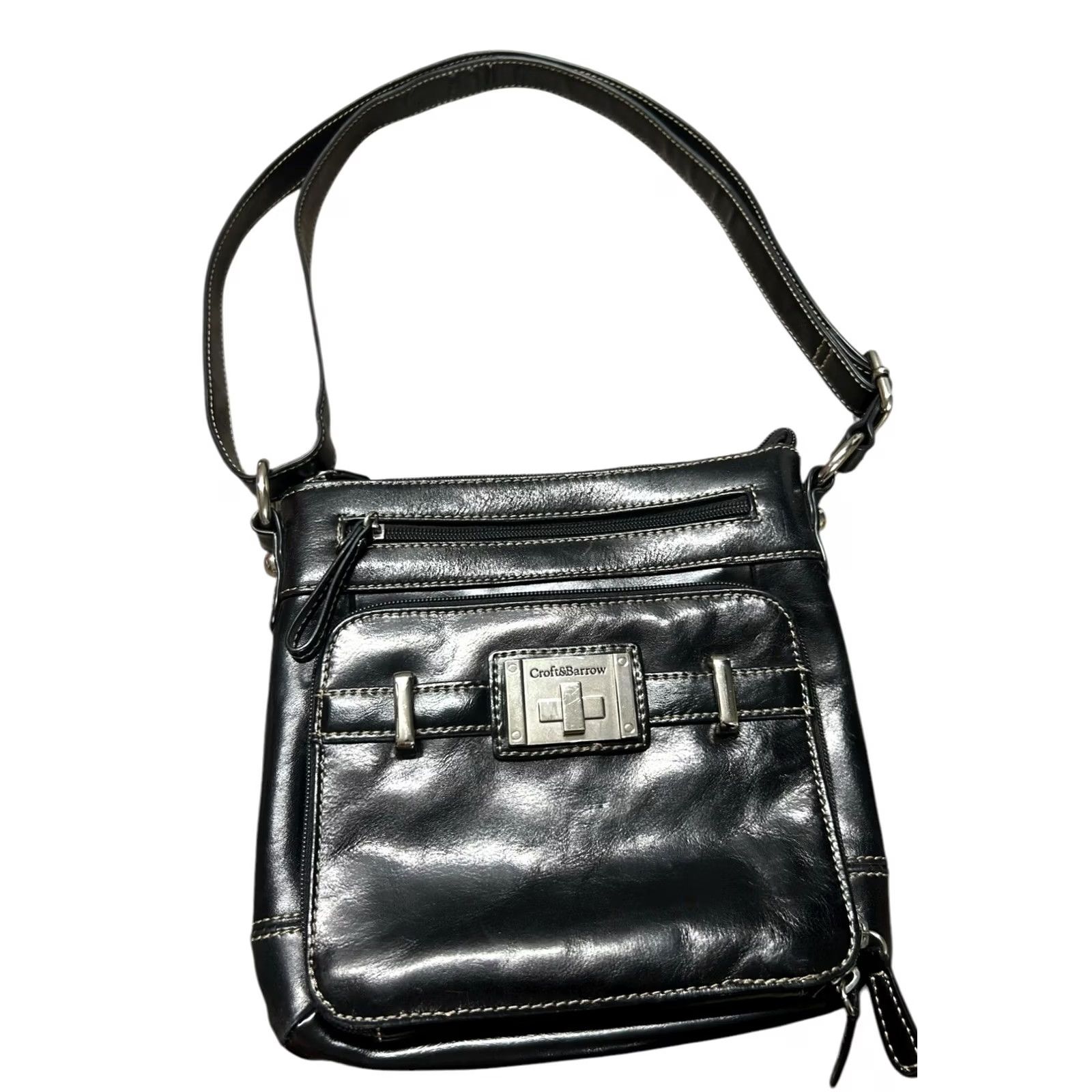 Croft & Barrow Croft & Barrow Black Leather Crossbody Purse Womens Shoulder Handbag Size ONE SIZE - 2 Thumbnail