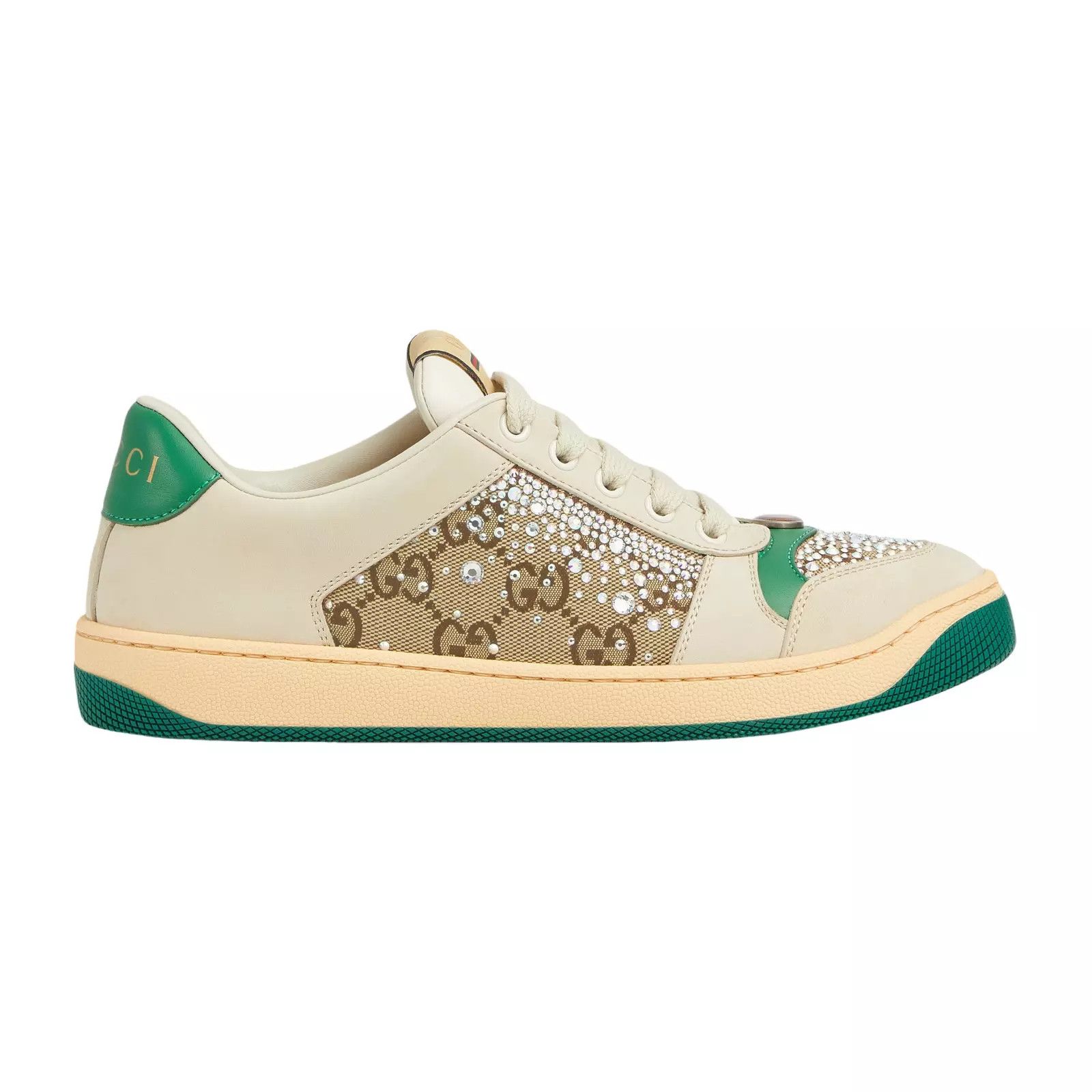 GUCCI Screener $1120 Ivory Crystals Sneakers