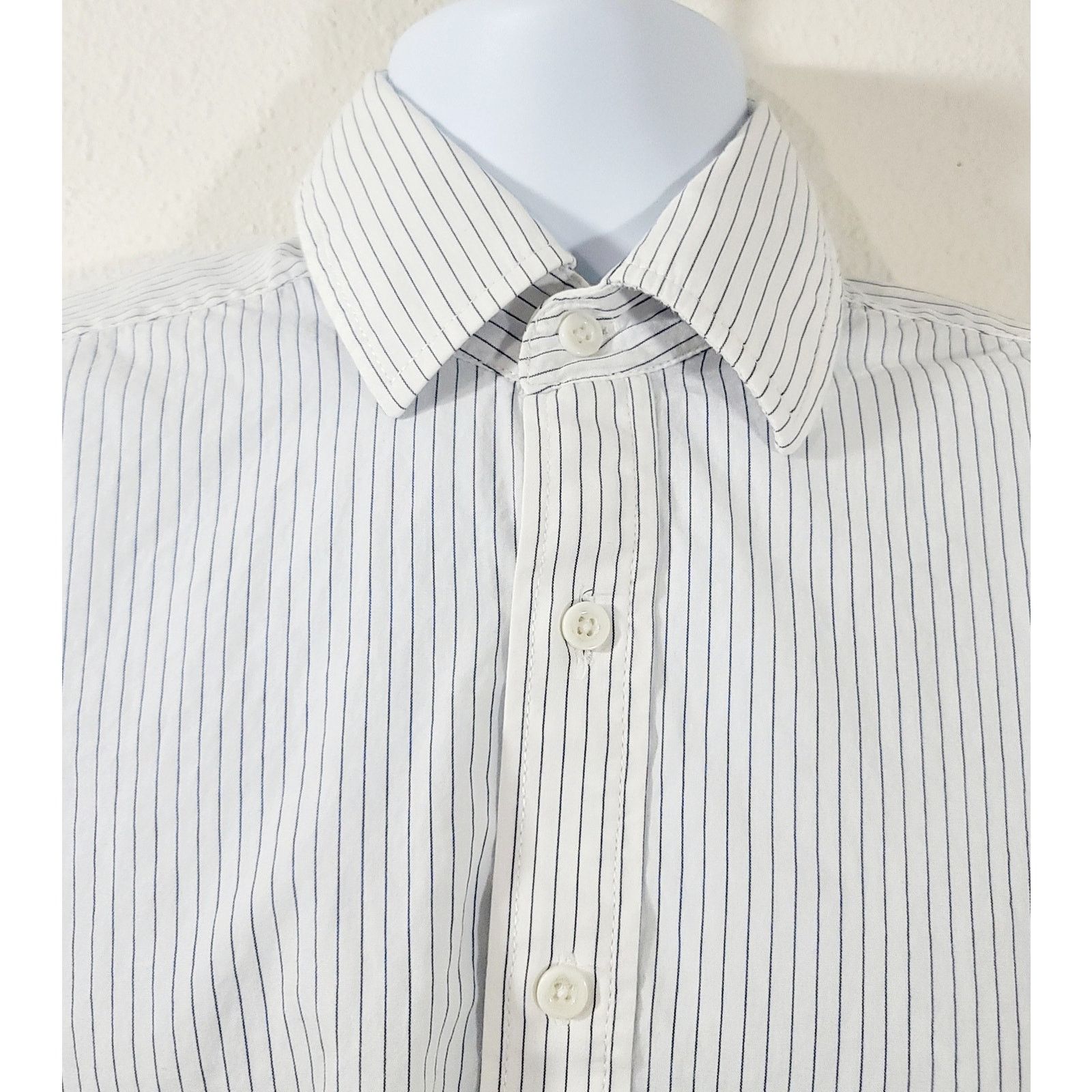 Fossil Fossil White Blue Striped Pointed Collar Button Shirt Medium Size US M / EU 48-50 / 2 - 5 Thumbnail
