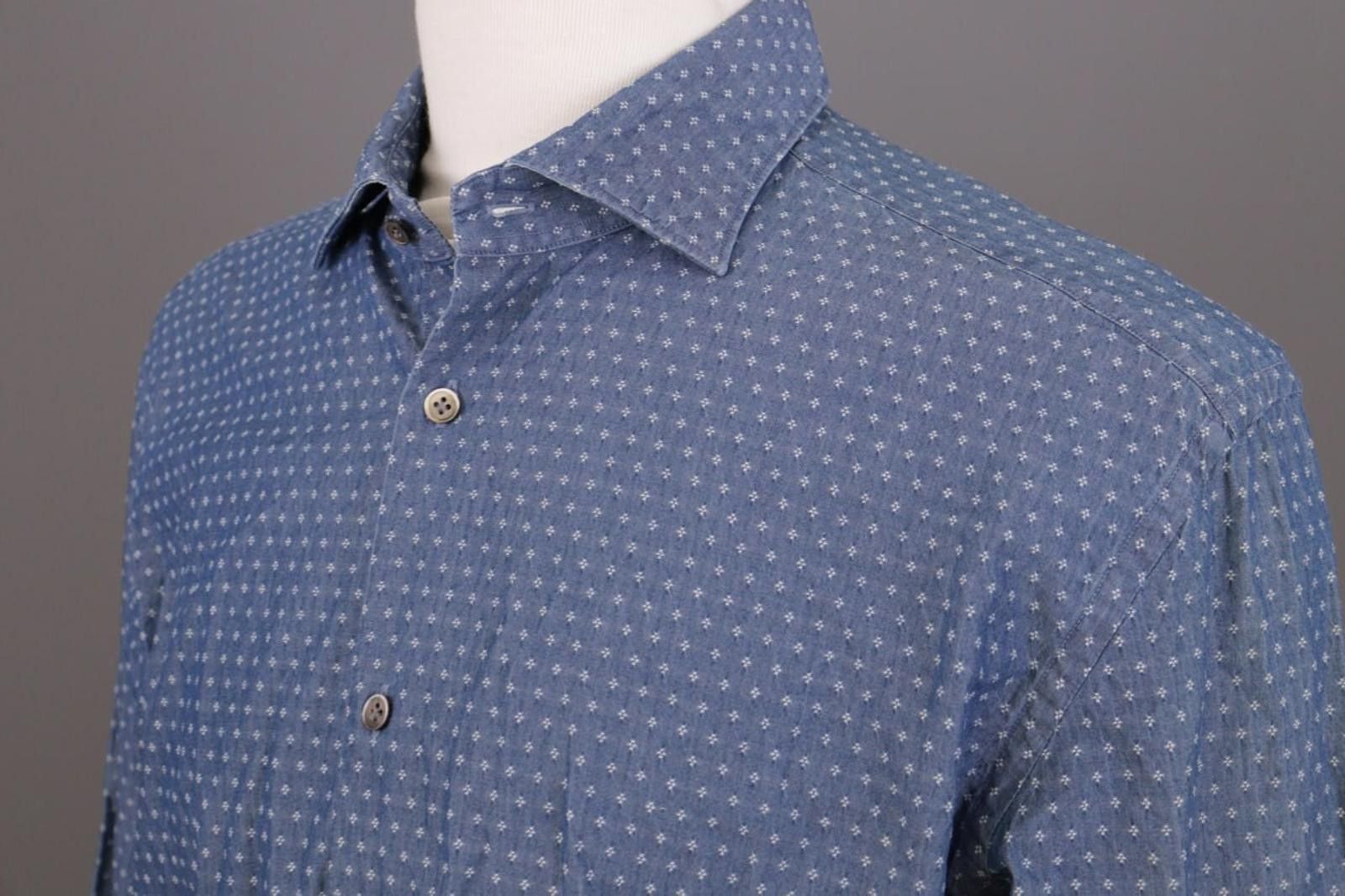 Designer Boggi Milano Custom Fit Blue Dotted Shirt Size XXL / 7 Size US XXL / EU 58 / 5 - 8 Thumbnail