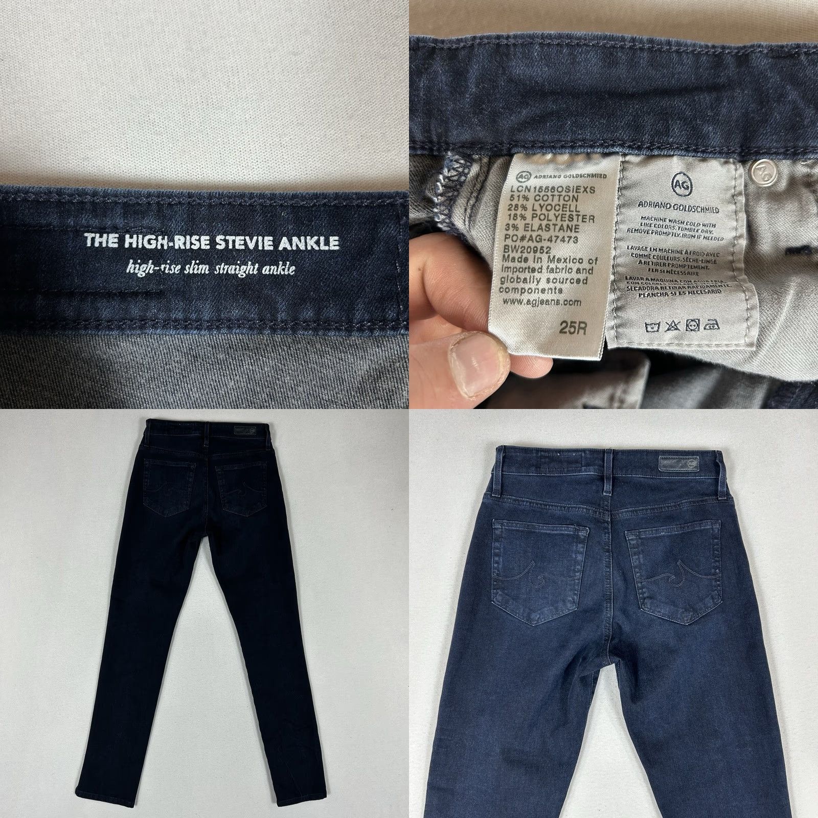 Anthropologie AG Anthropologie The High Rise Stevie Ankle Jeans Women's 25R Dark Denim Size 42" / US 20 - 8 Thumbnail