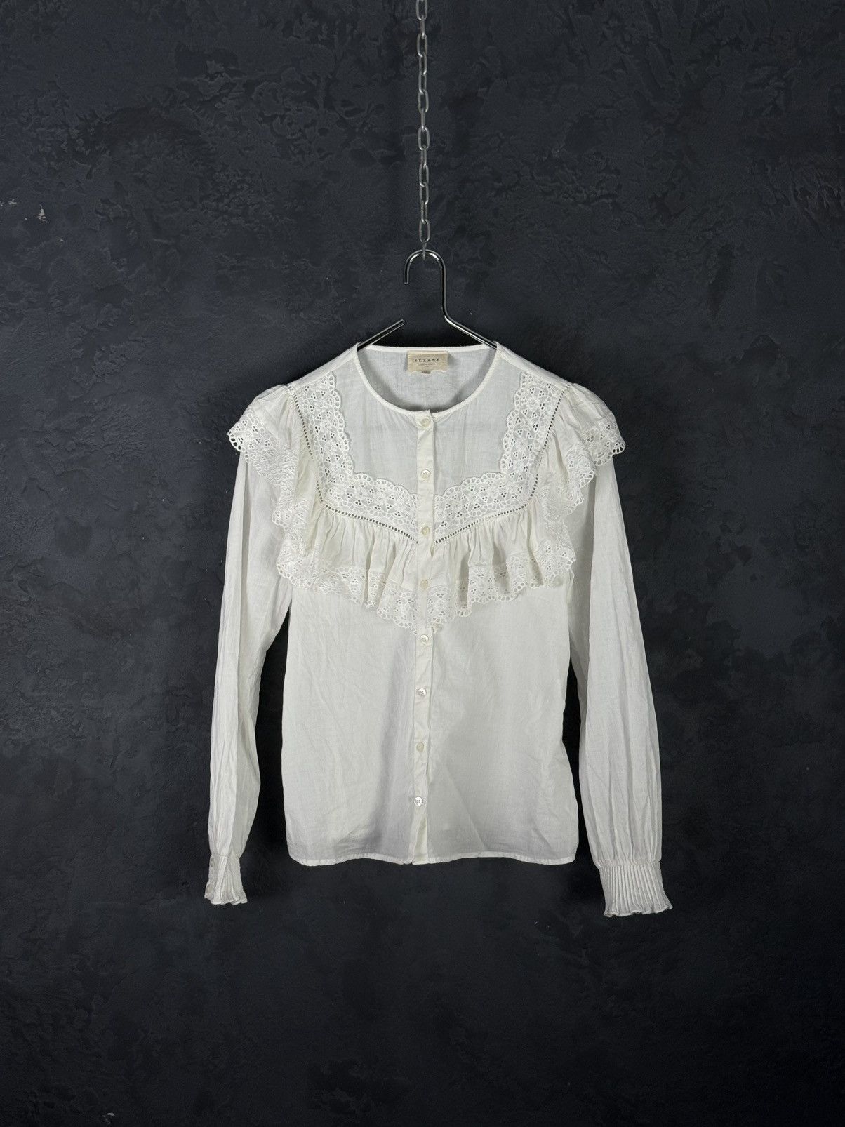 Sezane Womens SEZANE White Cotton Button Shirt Blouse Long Sleeve Size XS / US 0-2 / IT 36-38 - 4 Thumbnail