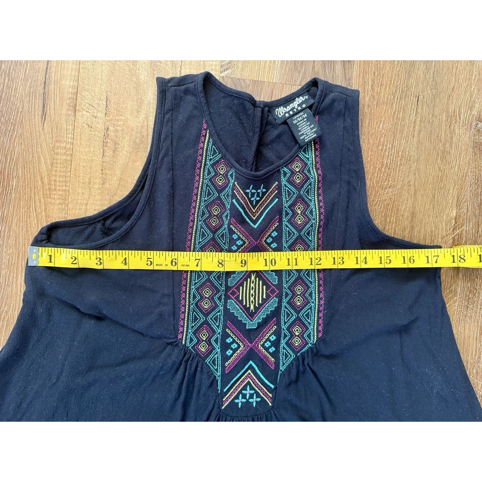Wrangler Wrangler Retro Black Multicolor Embroidered Aztec Design Top Size M / US 6-8 / IT 42-44 - 3 Thumbnail