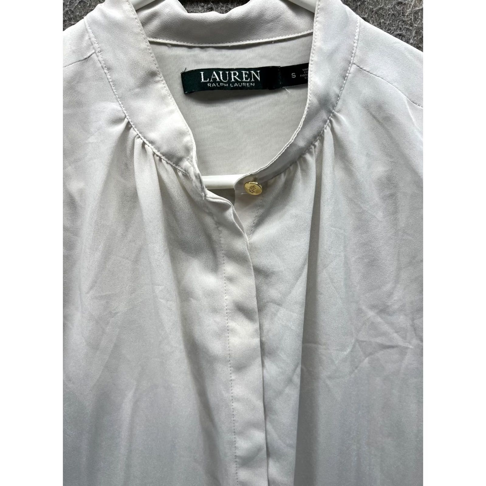 Ralph Lauren Lauren Ralph Lauren Blouse Womens Small White High Neck Flutter Sleeve Woven Top Size S / US 4 / IT 40 - 4 Thumbnail
