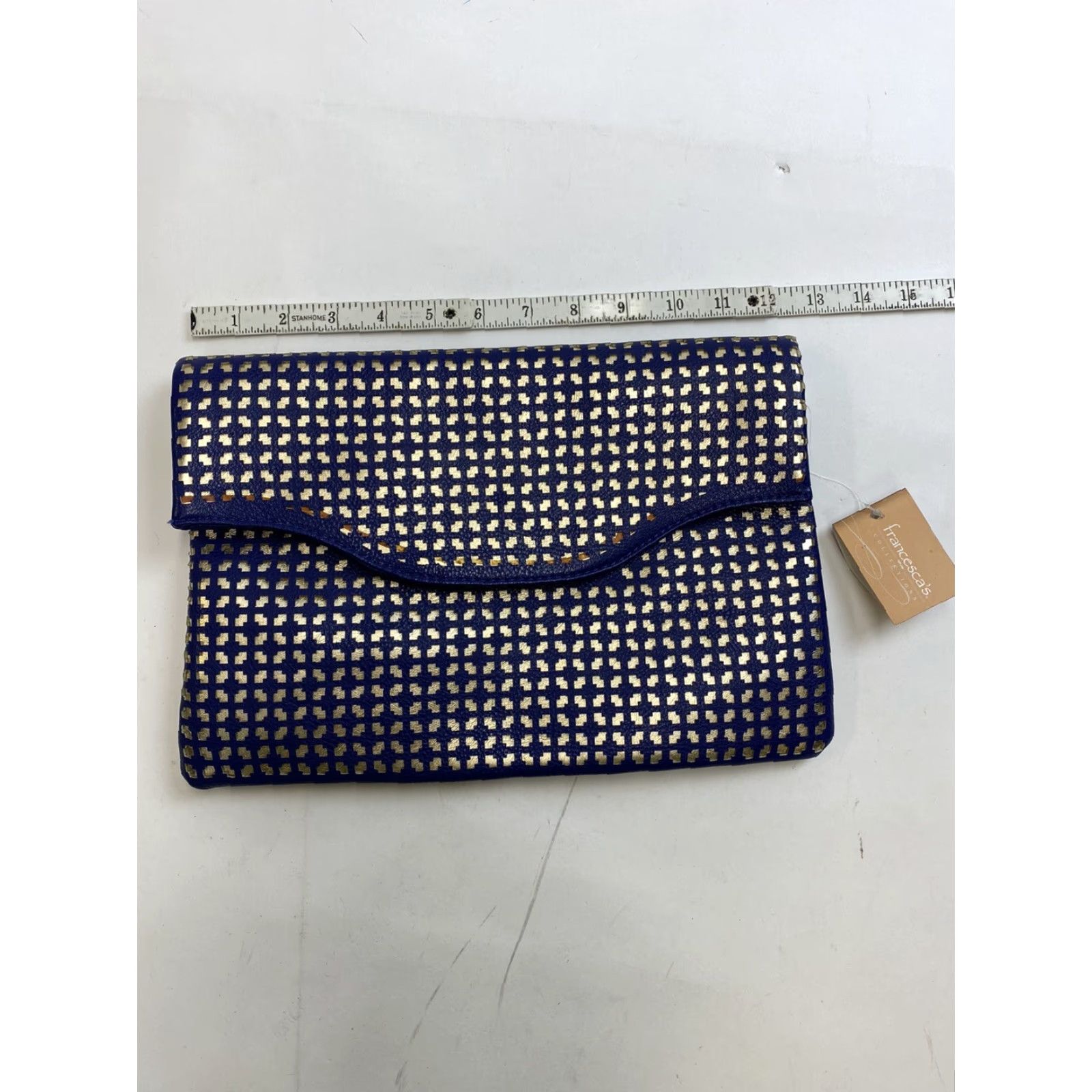 Vintage Francescas Clutch Purse Blue NWT Women Faux Leather Pockets Flap Zipper Closure Clutch Purse Size ONE SIZE - 5 Thumbnail
