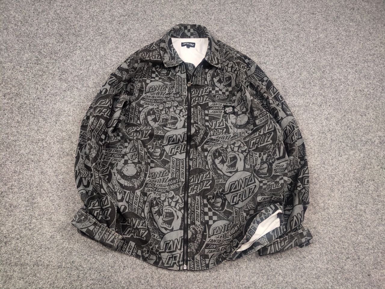 Santa Cruz Skateboards Santa Cruz El Jefe All-Over Pattern Long Sleeve Zip Jacket Size US L / EU 52-54 / 3 - 3 Thumbnail