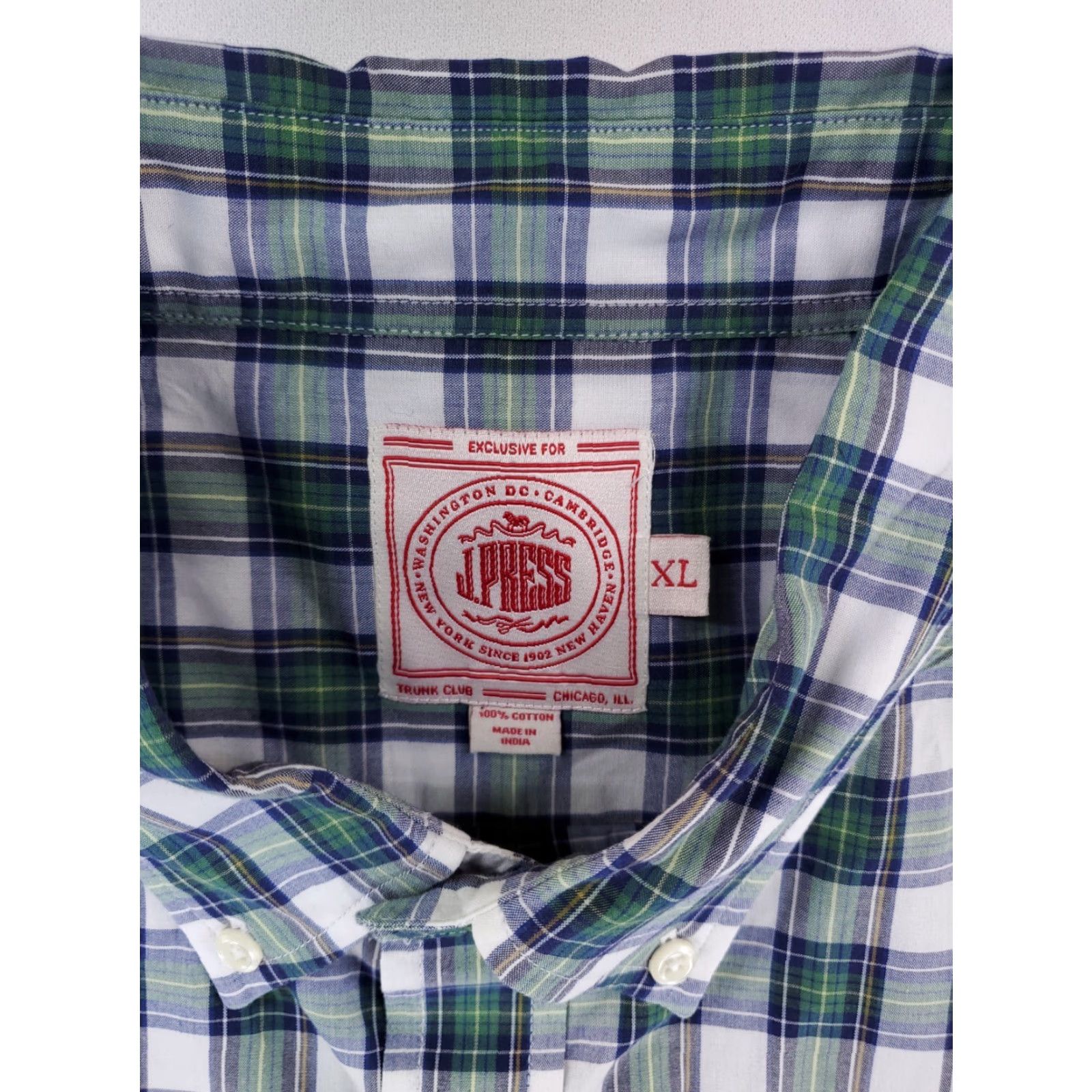 Vintage J. Press Button Down Shirt Plaid Tartan Blue Green Long Sleeve Mens XL Size US XL / EU 56 / 4 - 2 Thumbnail
