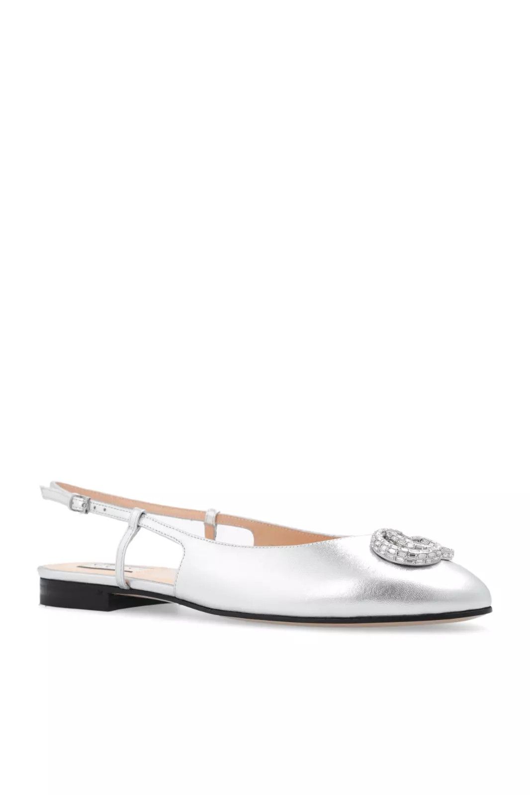 Gucci GUCCI Double G Silver Leather Ballet Flats New & Authentic Size US 9 / IT 39 - 1 Thumbnail