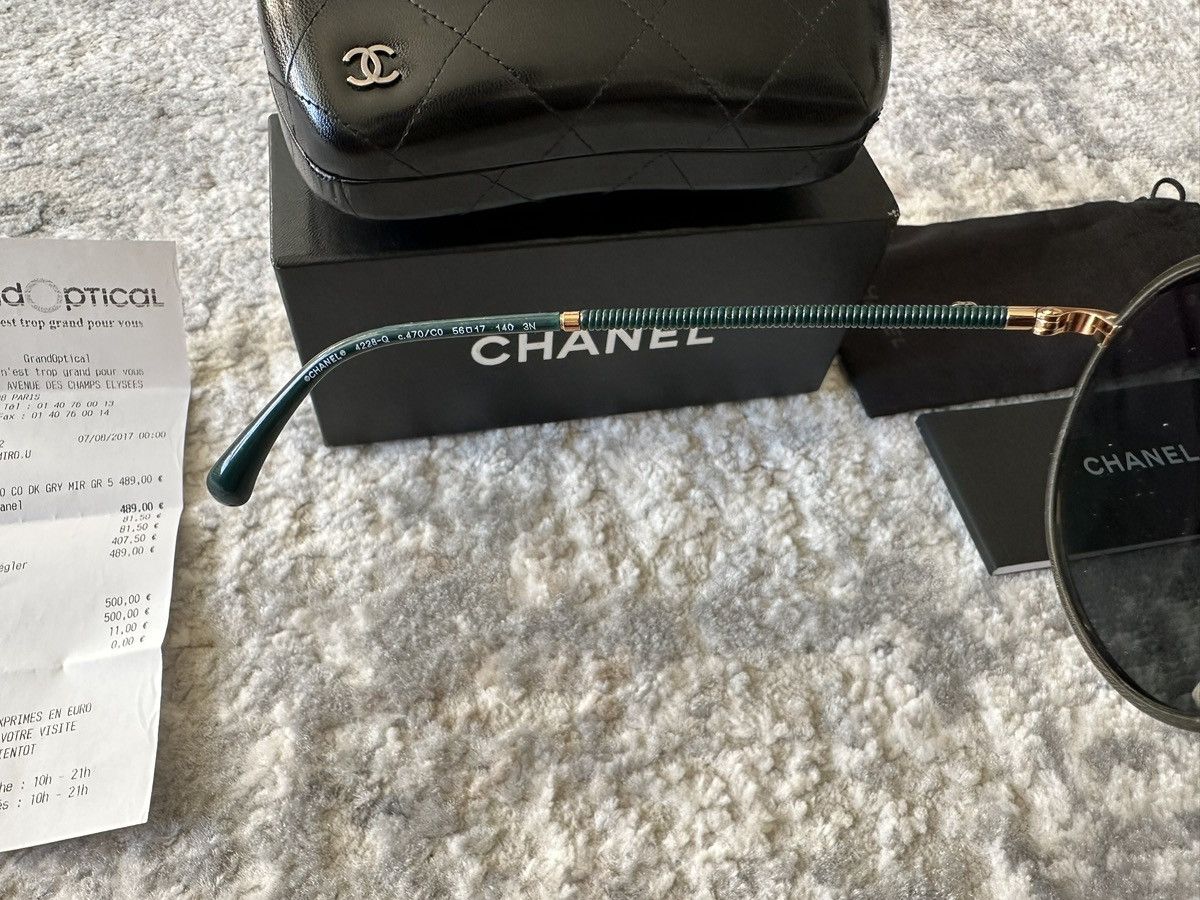 Chanel CHANEL Round Pilot Sunglasses 4228-Q Dark Green Size ONE SIZE - 5 Thumbnail