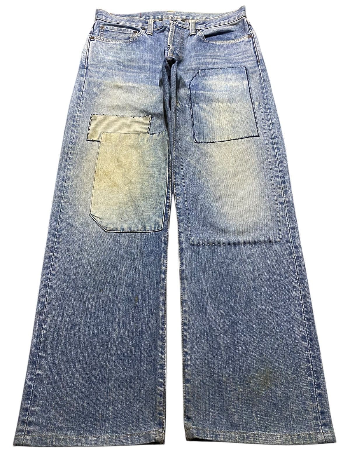 GOA Vintage Japanese Brand Gowest Rare Denim Pacthes Baggy Jeans Size US 33 - 1 Thumbnail