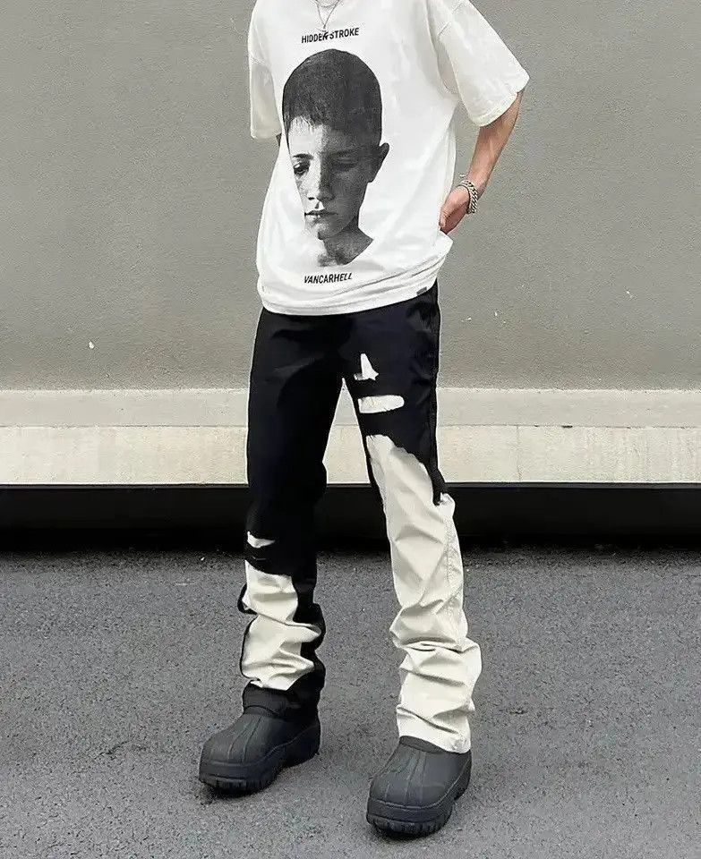 Japanese Brand Cargo pants casual hip-hop Y2k style black and white Size US 32 / EU 48 - 4 Thumbnail