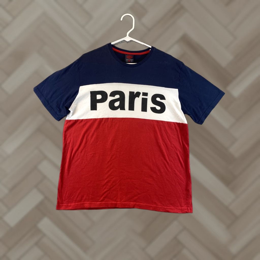 Vintage Paris Shirt Womens mens Large Red White Blue Short Sleeve France / 91-57 Size L / US 10 / IT 46 - 1 Thumbnail