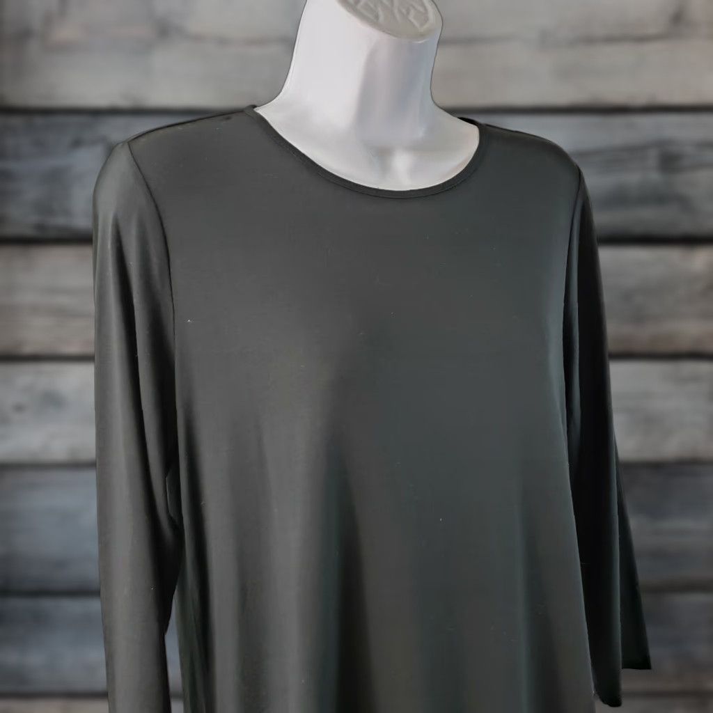 J. Jill J Jill Wearever Collection Womens Top Sz Small Black White 3/4 Sleeve Rayon Blouse Knit Pullover Round Neck Womens Size S / US 4 / IT 40 - 1 Thumbnail