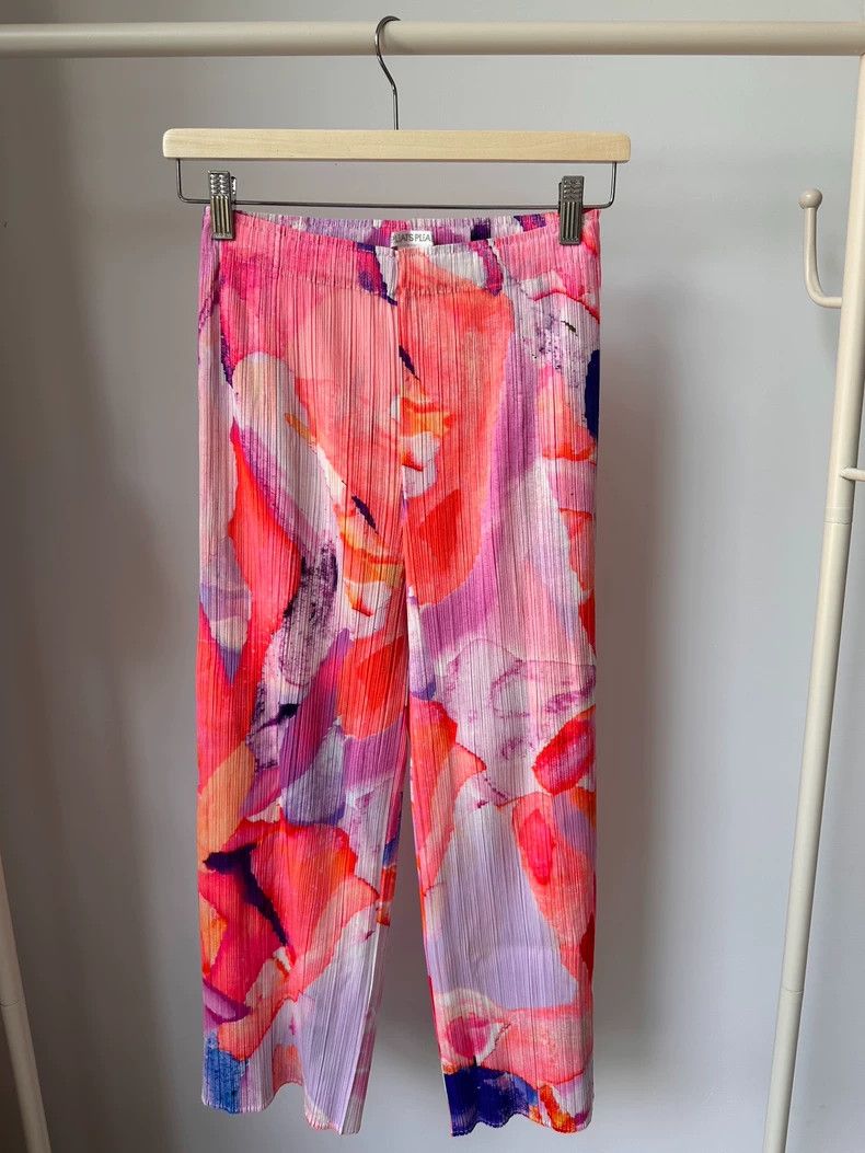 Issey Miyake Issey Miyake size:2 Pink floral pleated trousers Size 32" / US 10 / IT 46 - 1 Thumbnail