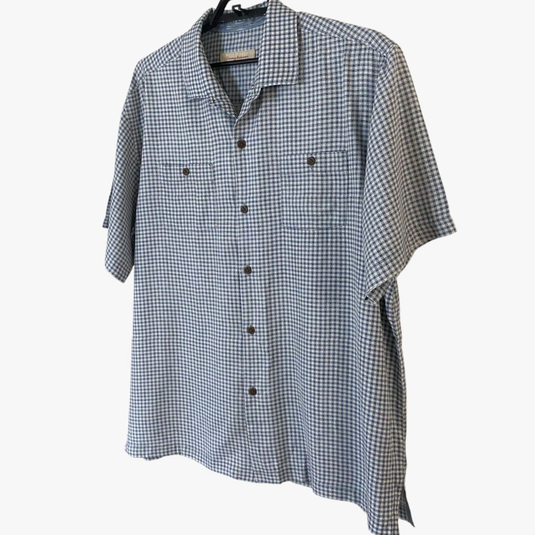 Tommy Bahama TOMMY BAHAMA Checkered Silk Button-Up Shirt Blue XL Short Sleeve Mens Size US XL / EU 56 / 4 - 3 Thumbnail