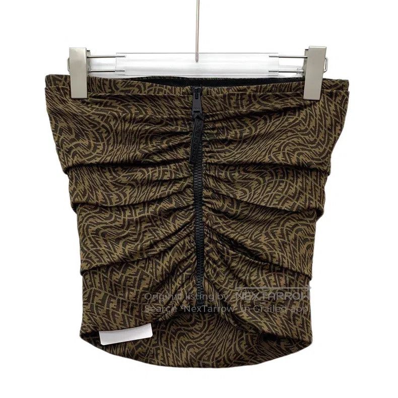 Fendi Fendi Dark brown double F old flower full print, back zipp Size XS / US 0-2 / IT 36-38 - 2 Thumbnail