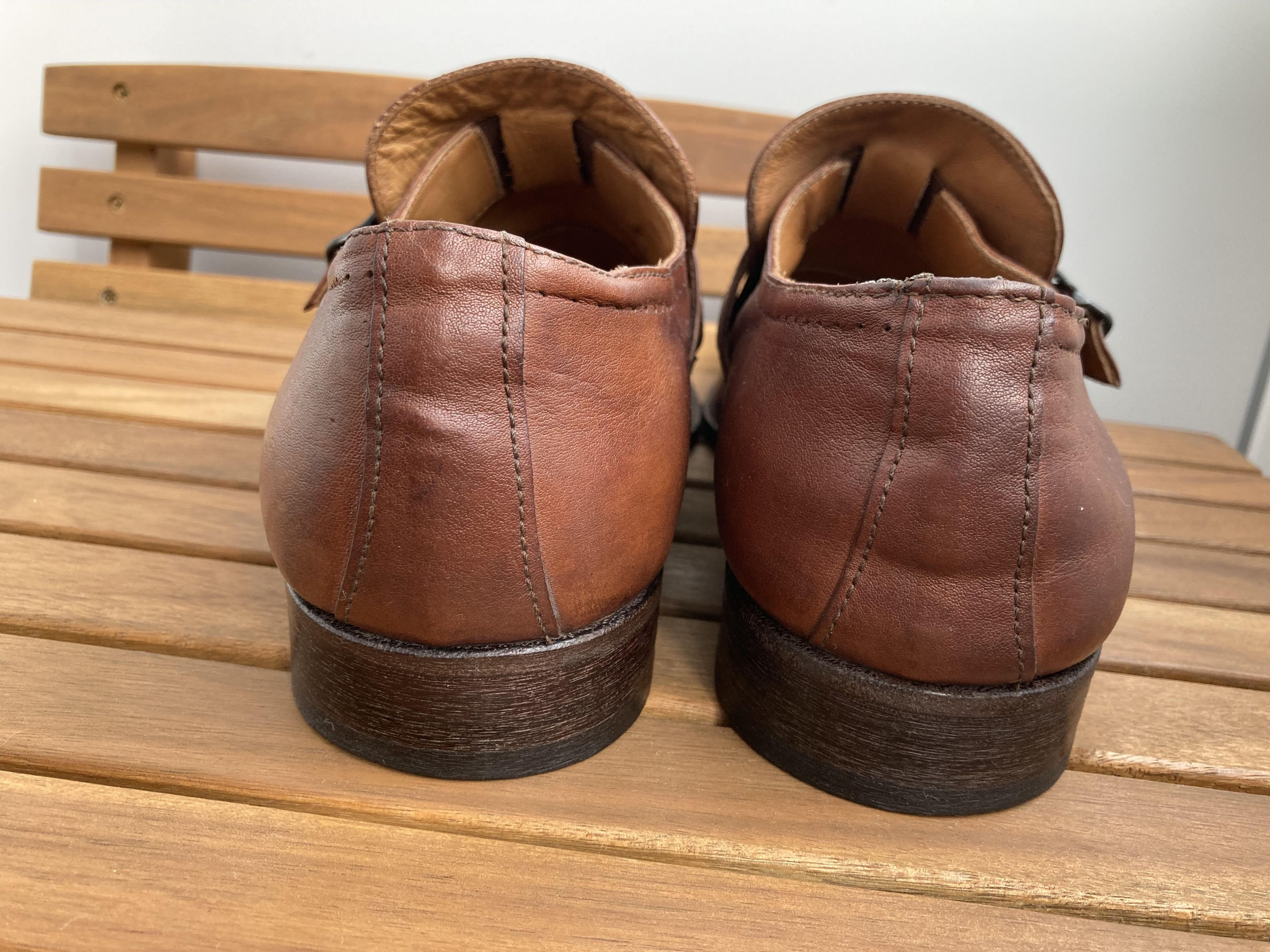 MoMA VTG MOMA Loafer Monk Strap Shoes Brown Leather Buckle Size US 10 / EU 43 - 3 Thumbnail