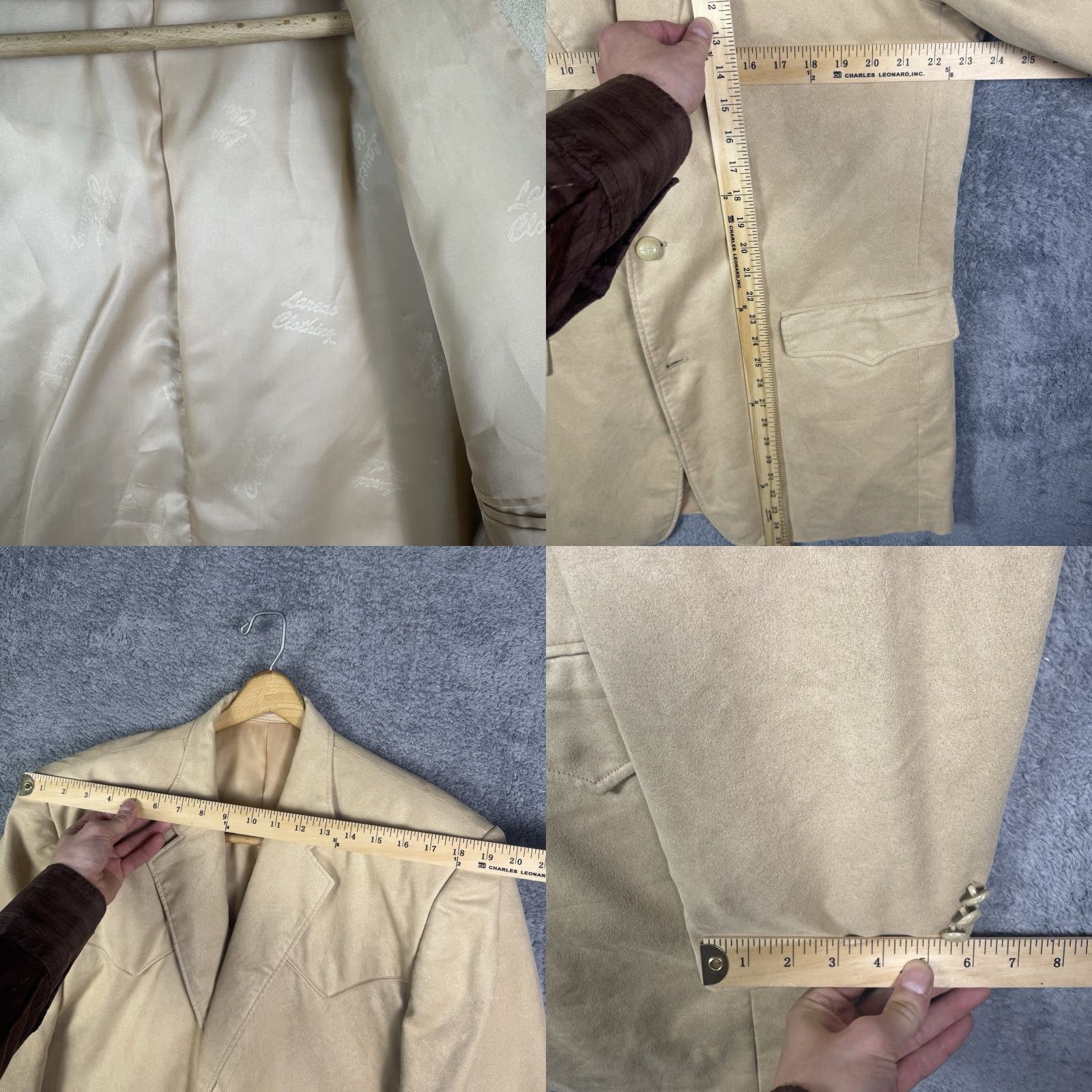 Vintage VINTAGE Laredo Blazer Mens 46L Suede Western Rockabilly Cowboy Beige Disco Blazer Shirt Size 46R - 8 Thumbnail