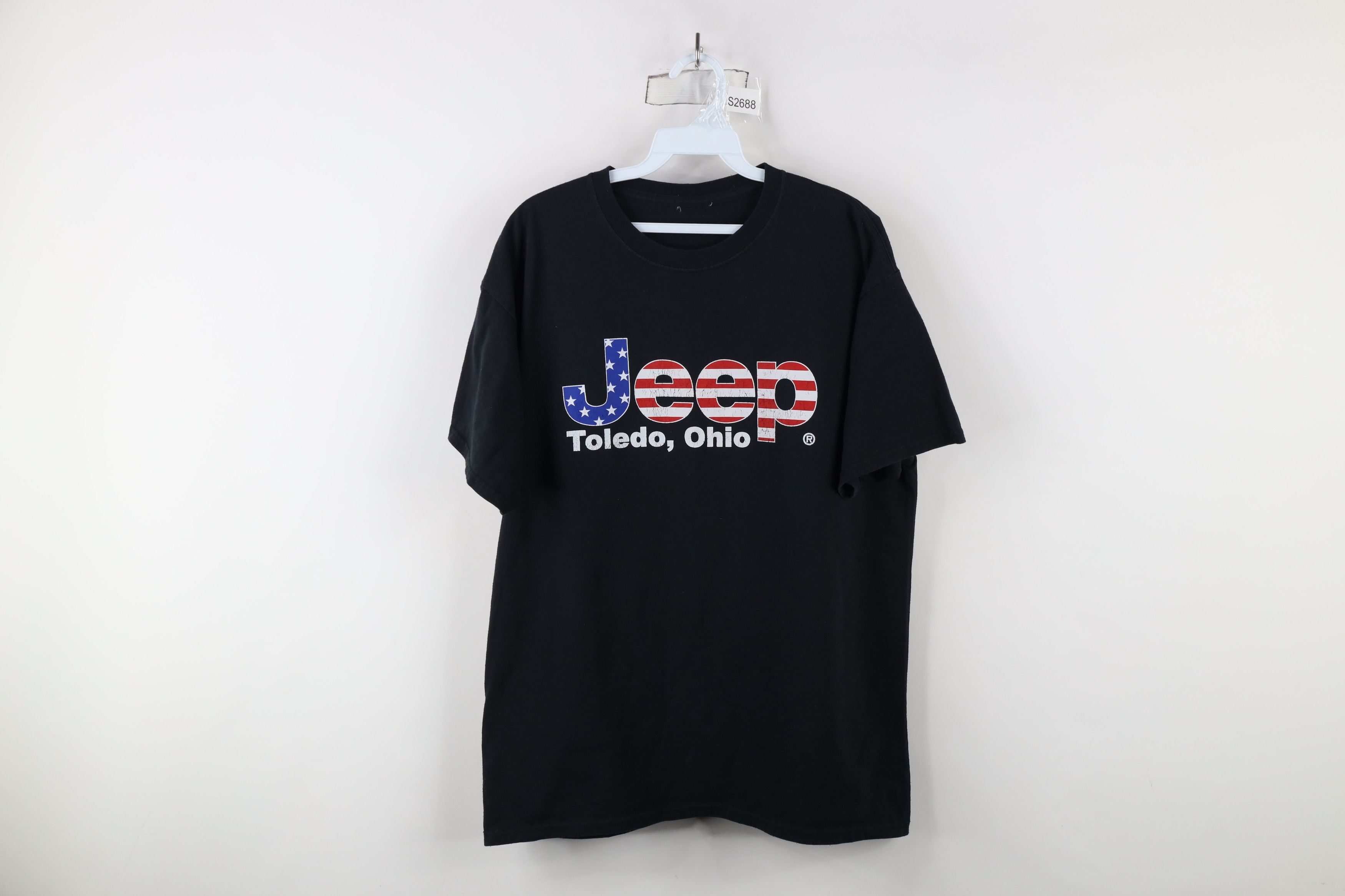 Vintage Vintage 90s Spell Out USA Flag Jeep Motors T-Shirt Black Size US L / EU 52-54 / 3 - 1 Thumbnail
