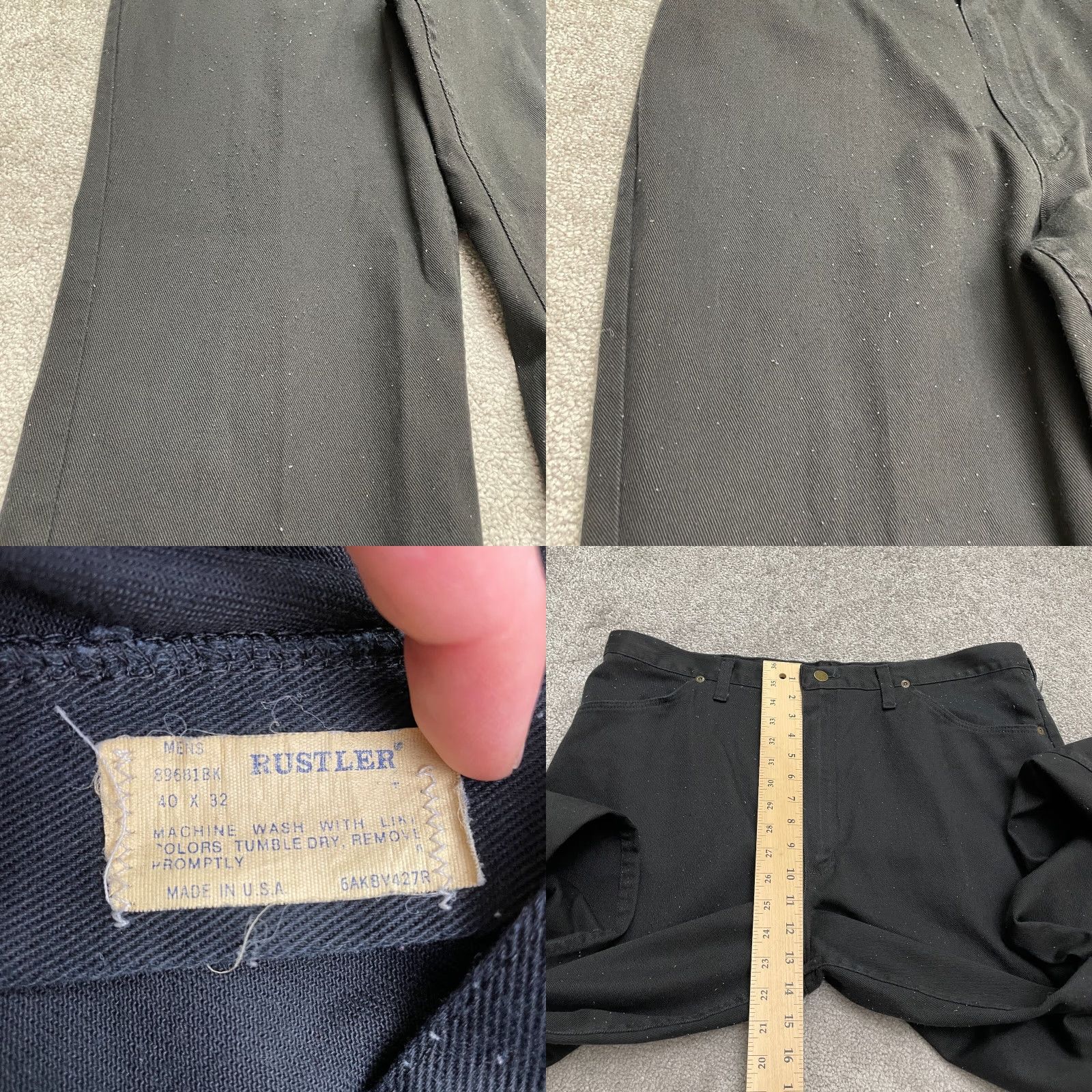 Wrangler VINTAGE Wrangler Rustler Work Pants Mens 40x32 Black Cotton USA Straight Leg Chino Size US 40 / EU 56 - 8 Thumbnail