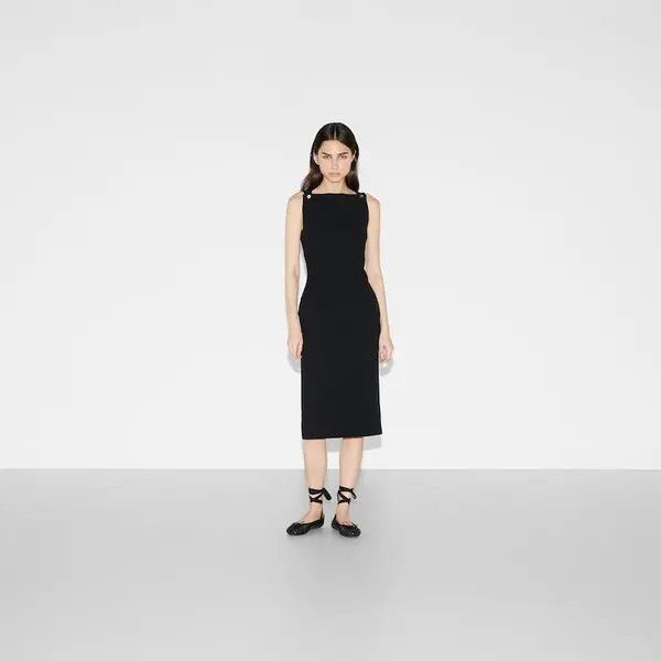 Gucci o1B3y1r0426 Cotton Crepe Dress in Black Size M / US 6-8 / IT 42-44 - 2 Thumbnail