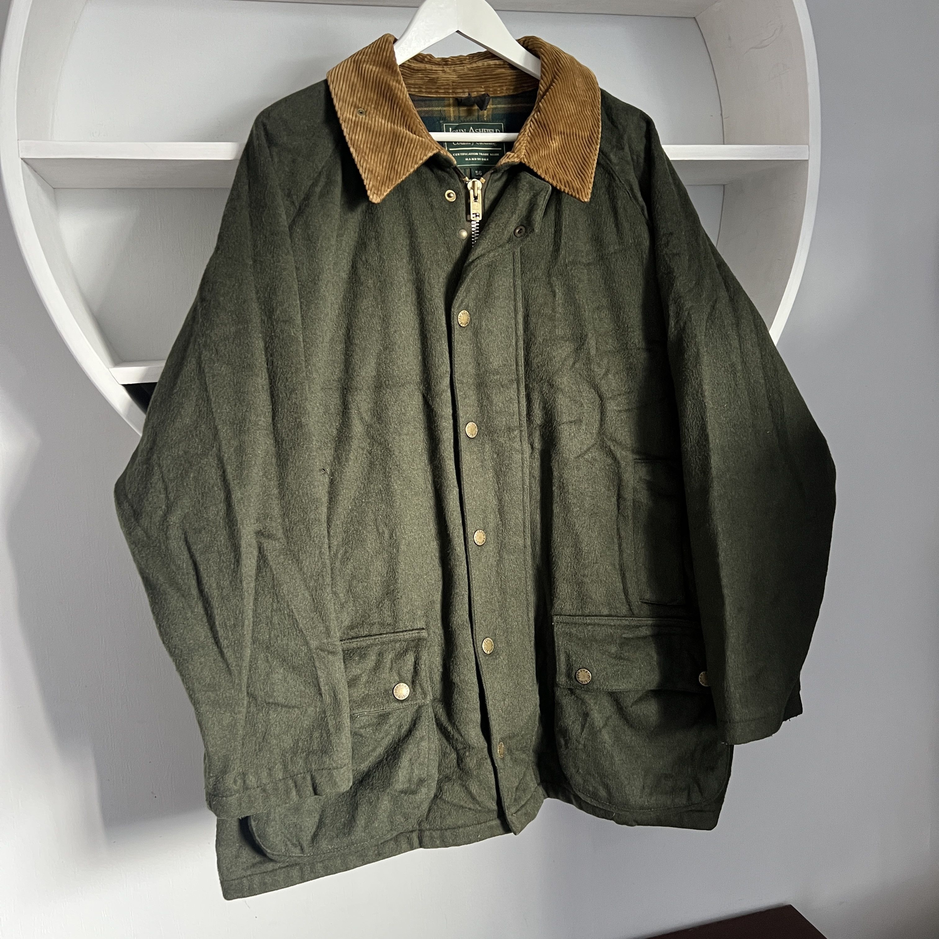 Barbour VINTAGE Men's JOHN ASHFIELD Wool Hunting Green Jacket Size US XL / EU 56 / 4 - 2 Thumbnail