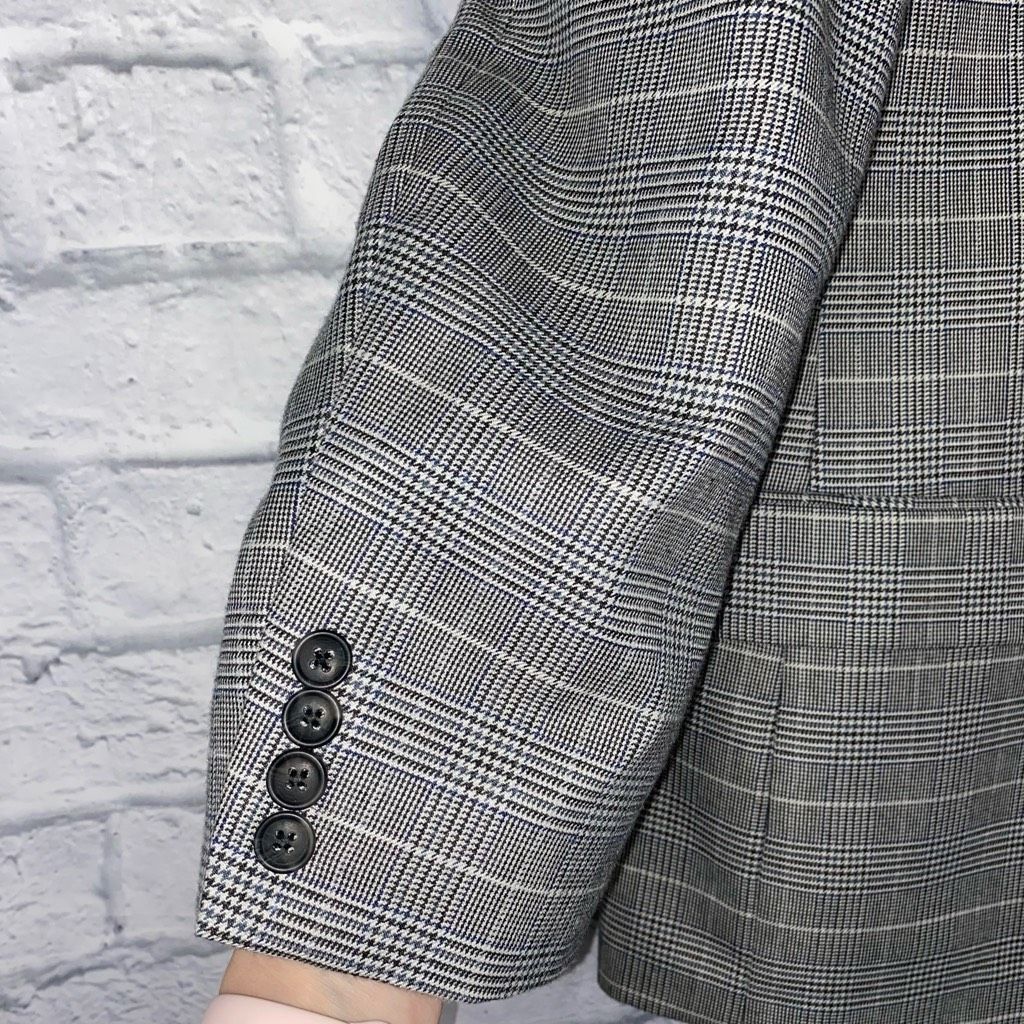 Stafford Stafford essentials mens 44R black & white button plaid blaz Size 44R - 3 Thumbnail