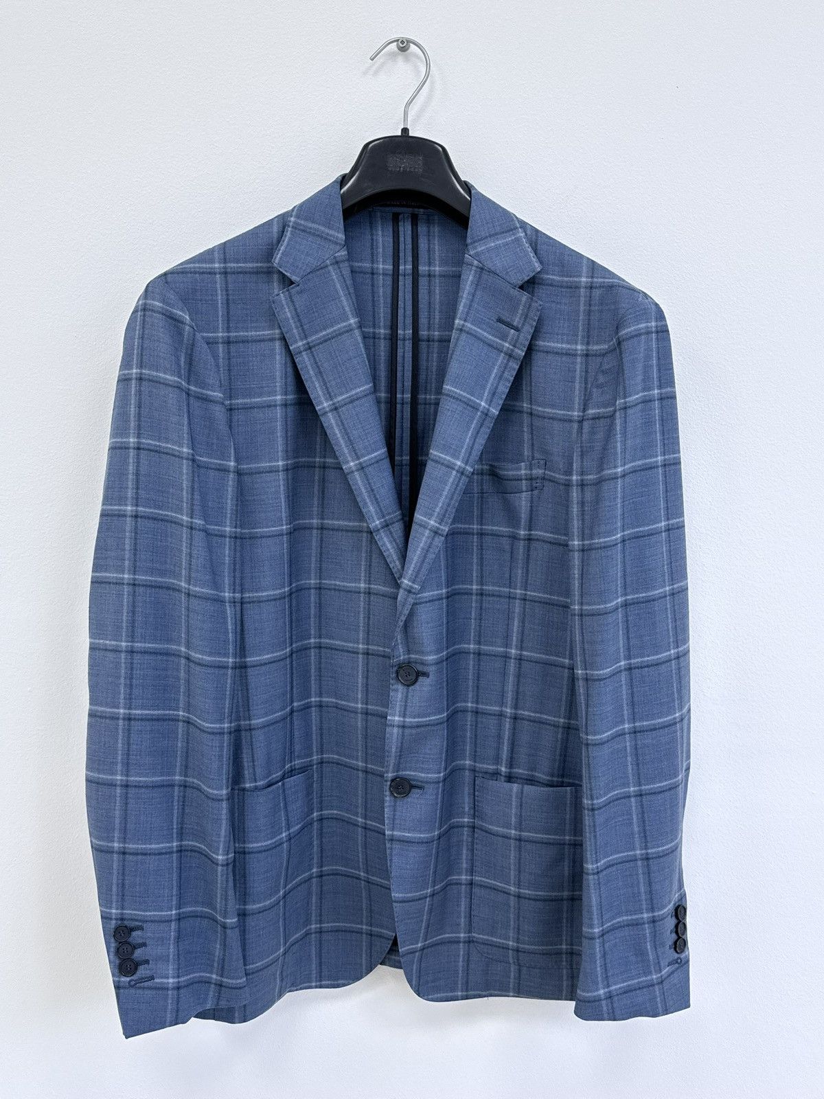 Boggi Boggi Milano Blue Checked Wool Blazer Jacket Size 52 Size 42R - 1 Thumbnail
