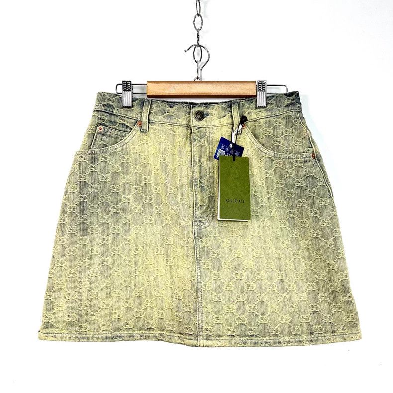 Gucci Gucci Washed blue old double G letter jacquard A-shaped de Size 27" / US 4 / IT 40 - 1 Thumbnail