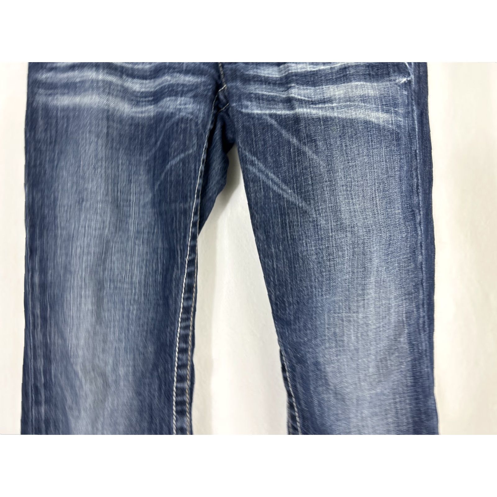 Vintage VINTAGE Big Star Womens Jeans Cropped 27 Dark Wash Distressed Straight Leg 27 Blue Womens Size 27" / US 4 / IT 40 - 3 Thumbnail