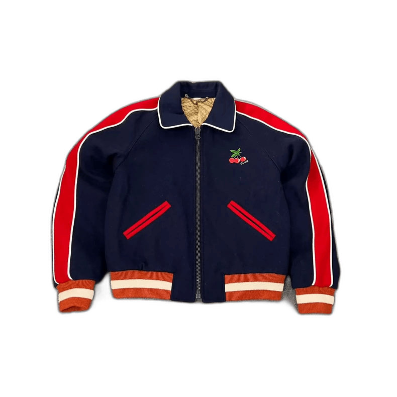 Gucci Gucci Cherry Baseball Jacket in Blue-2507 Size US L / EU 52-54 / 3 - 7 Thumbnail