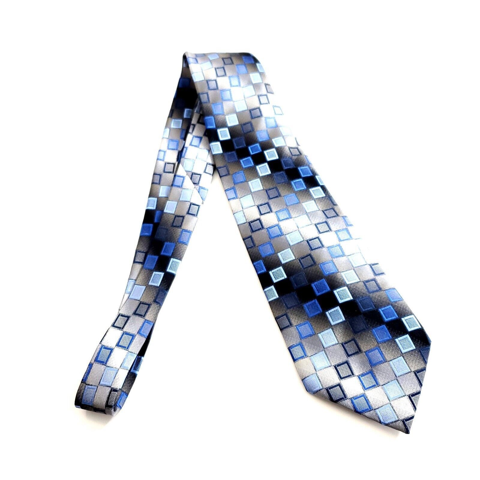 Pierre Cardin Pierre Cardin Beige Blue Woven Geometric Wide Silk Tie Size ONE SIZE - 6 Thumbnail