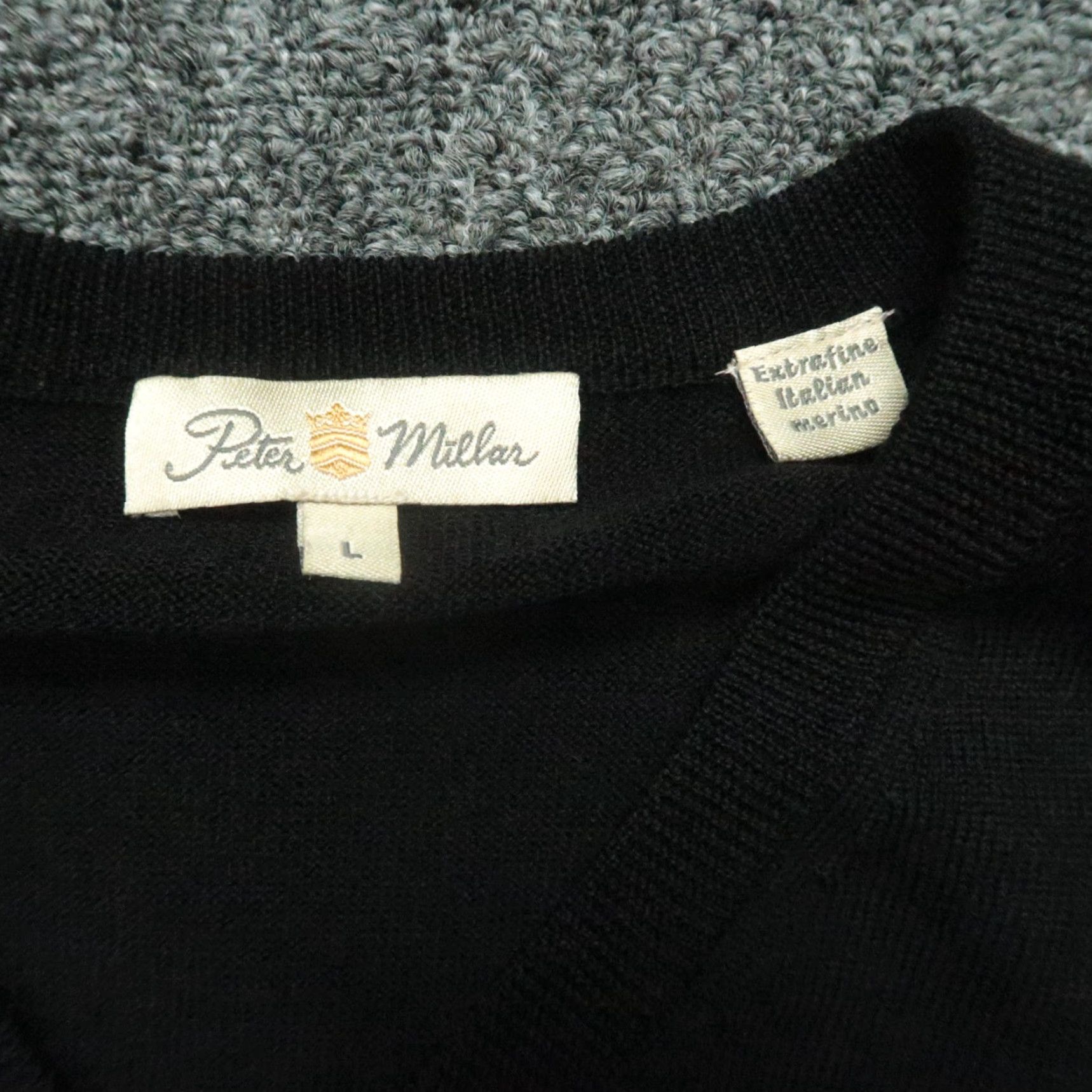 Peter Millar Vest Men L Black Wool Knit V-Neck Pullover Sweater