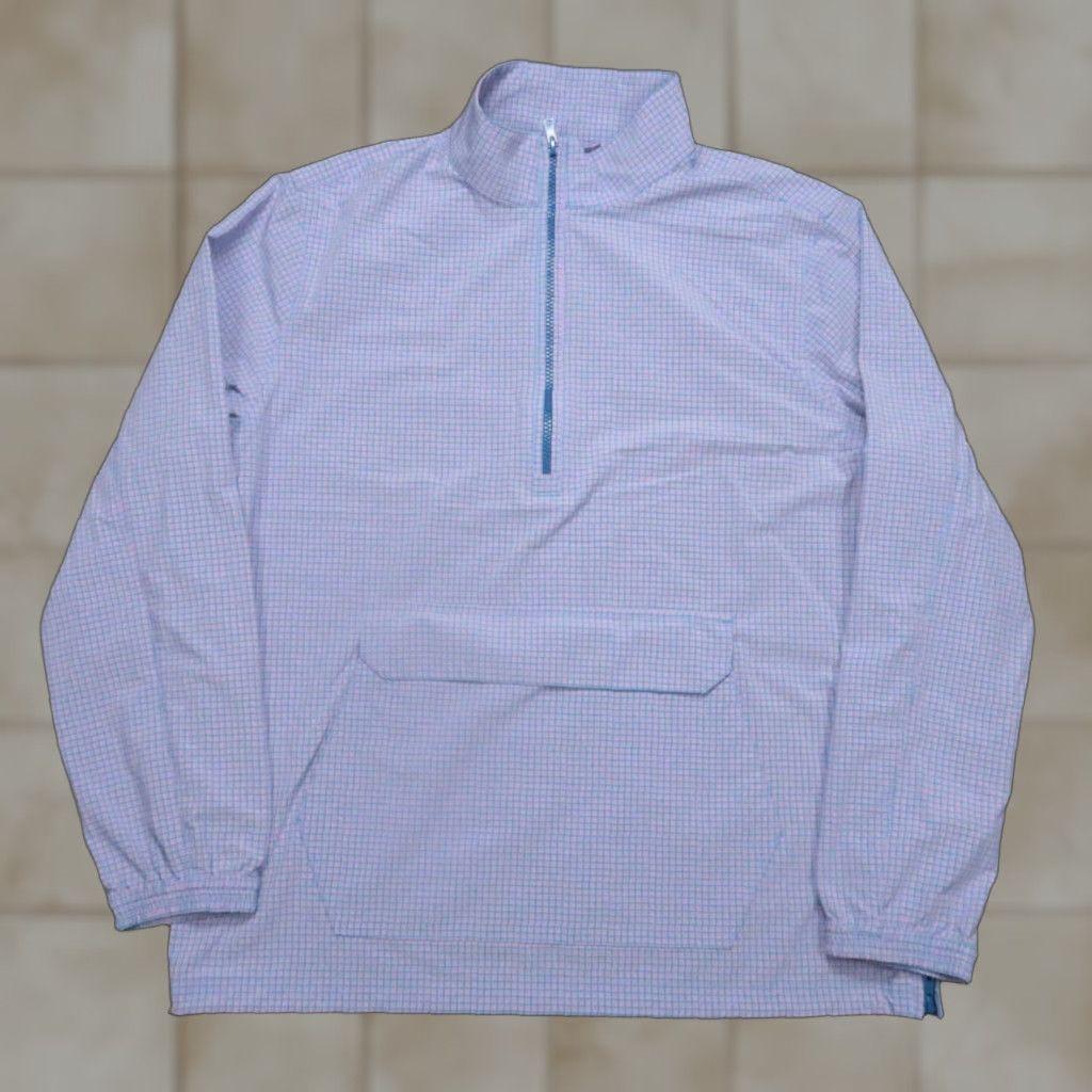 Mizzen+Main Mizzen+Main Pullover Mens L Purple Blue Gingham 1/4 Zip Mock Neck Long Sleeve Casual Workwear Business Travel Knit Breathable All Seasons Size US L / EU 52-54 / 3 - 1 Thumbnail