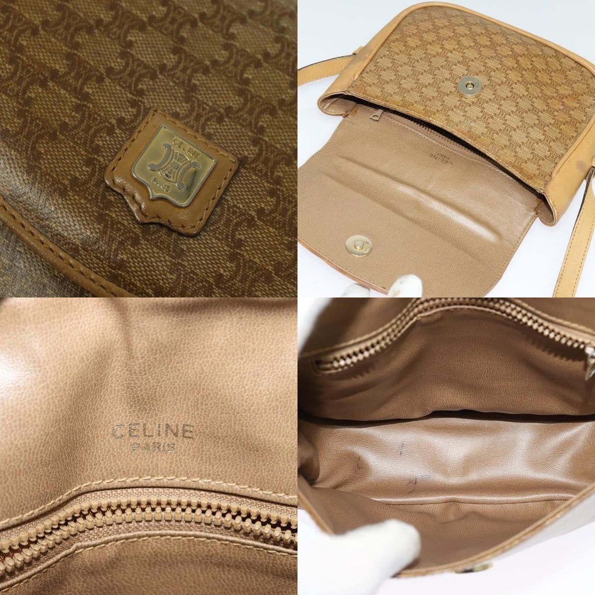 Celine CELINE Macadam Canvas Shoulder Bag Beige Gold Size ONE SIZE - 11 Thumbnail