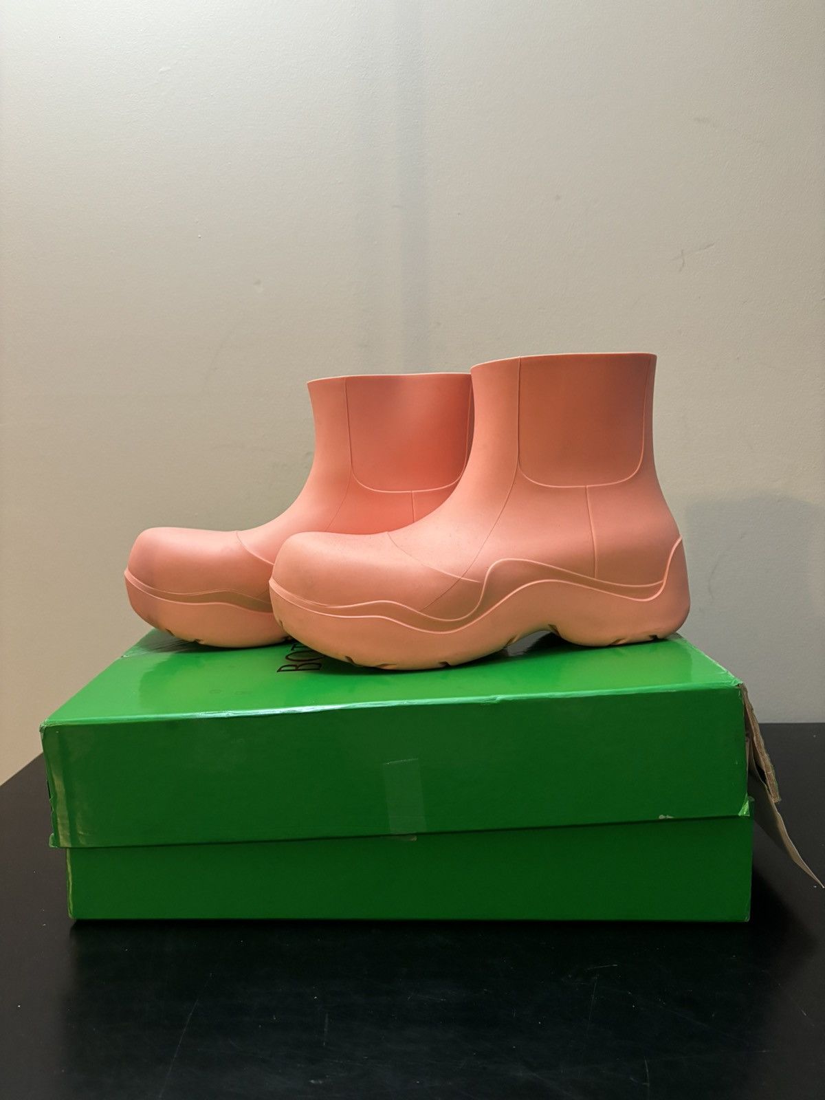 Bottega Veneta Rubber Puddle Ankle Boots Pink