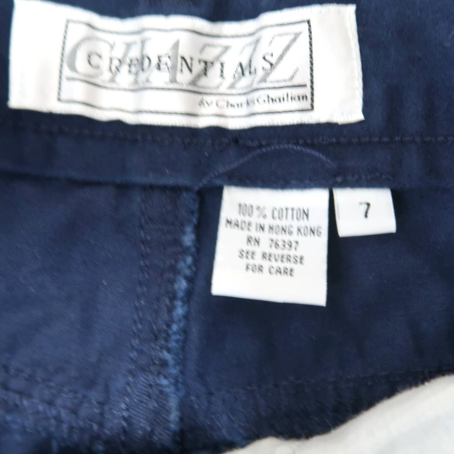 Vintage VINTAGE 90s navy blue high rise straight leg cotton pants 27" Women 7 Regular Inseam 30 Look Grunge Size 27" / US 4 / IT 40 - 4 Thumbnail