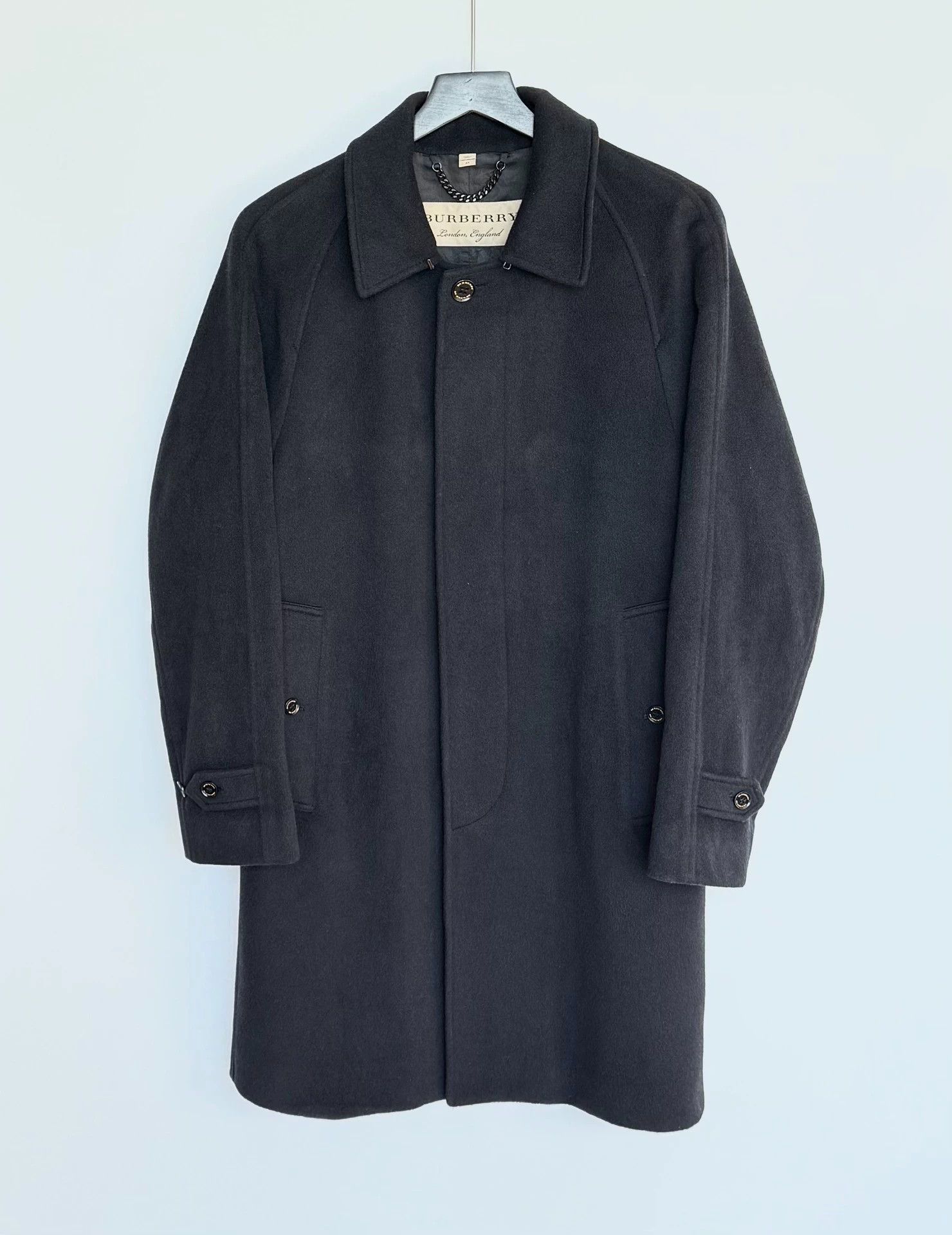 Burberry Burberry 100% Cashmere Balmacaan Coat - 44 - Navy Size US S / EU 44-46 / 1 - 1 Thumbnail