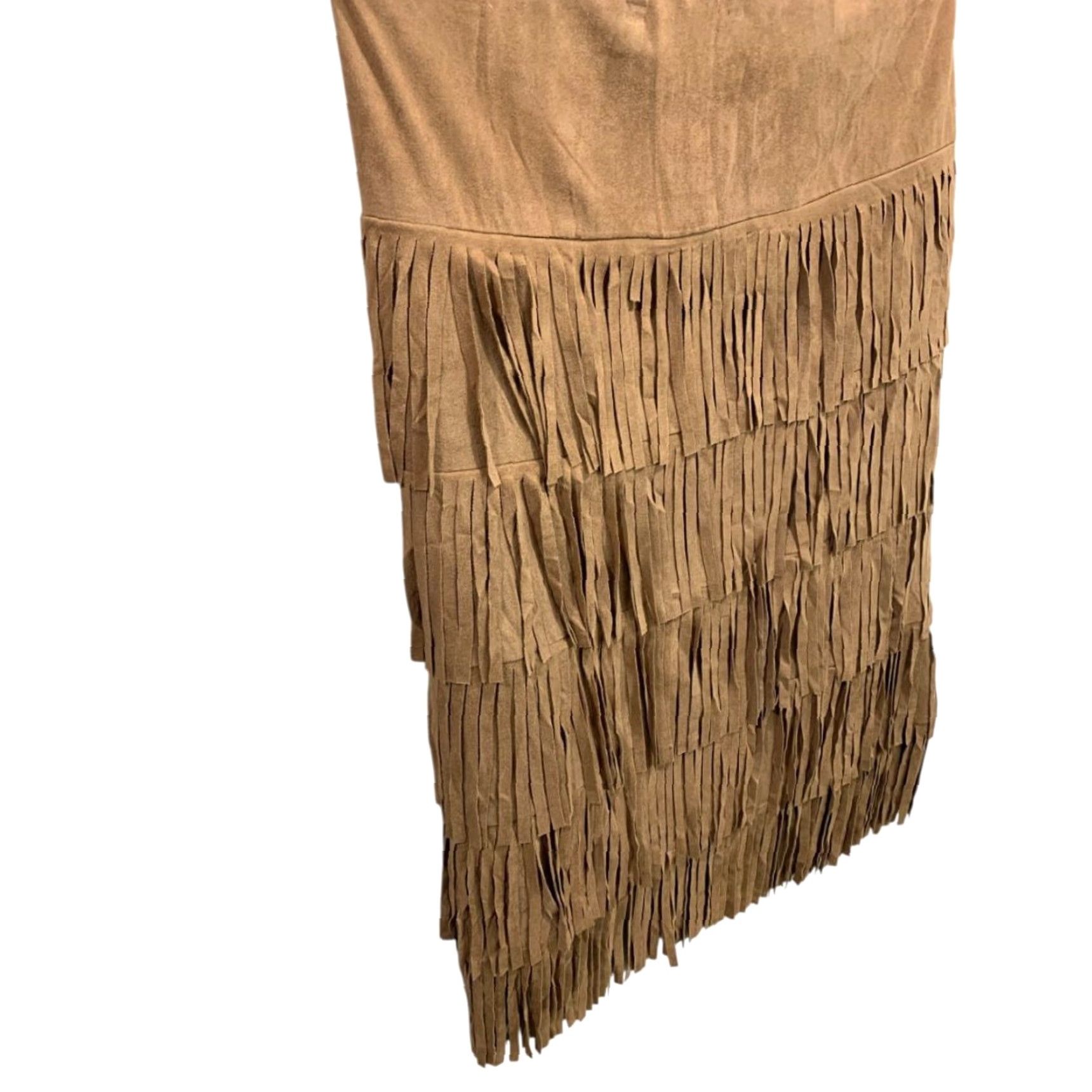 Vintage VINTAGE Back in the Saddle Skirt Midi Women 3X Brown Fringed Faux Suede Western Womens Size 40" / US 18 - 2 Thumbnail
