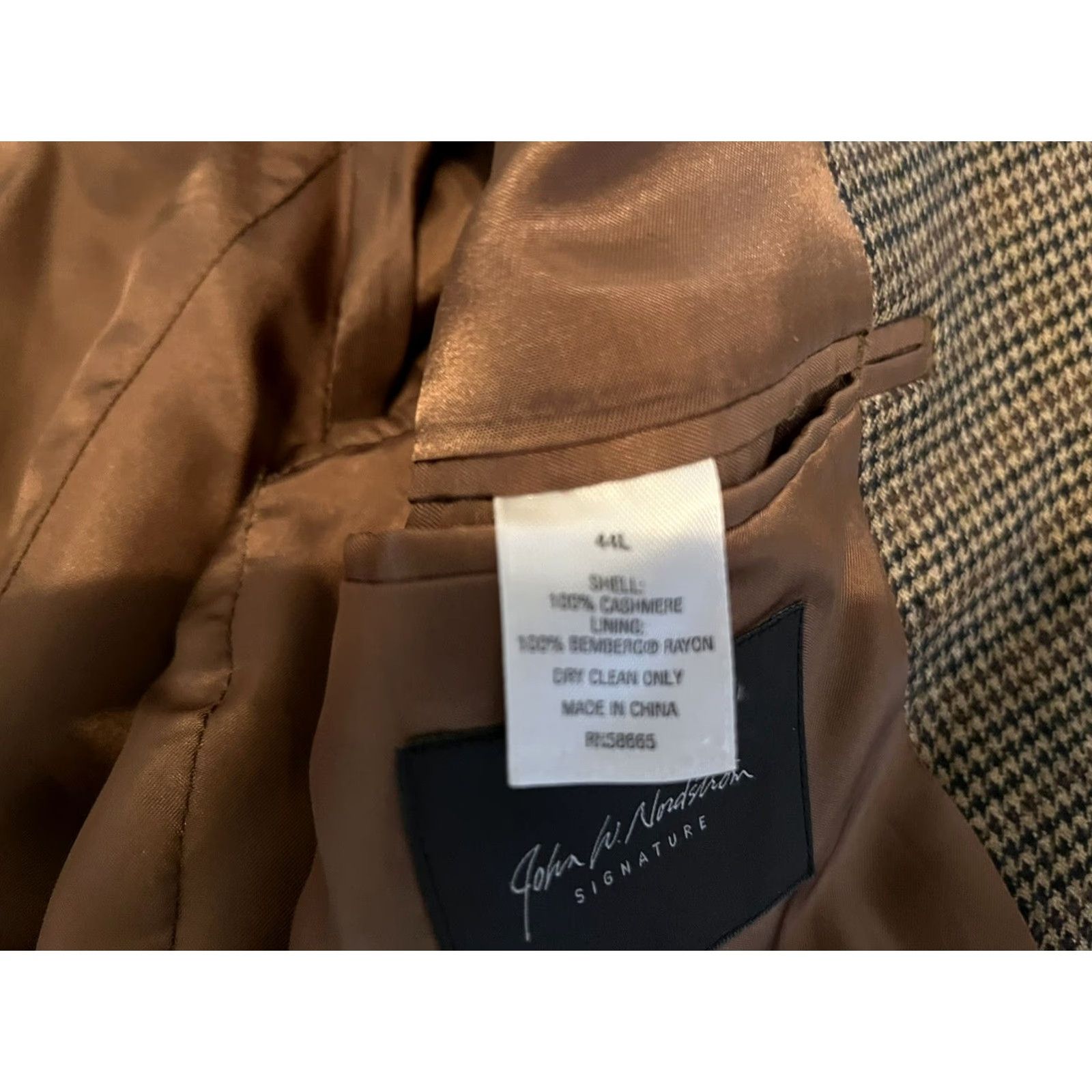 Loro Piana Nordstrom Signature Loro Piana 100% Cashmere Brown Jacket Blazer Sport Coat 44L Mens Blazer Brown Cashmere Houndstooth Long 44 Mens Size 44R - 5 Thumbnail