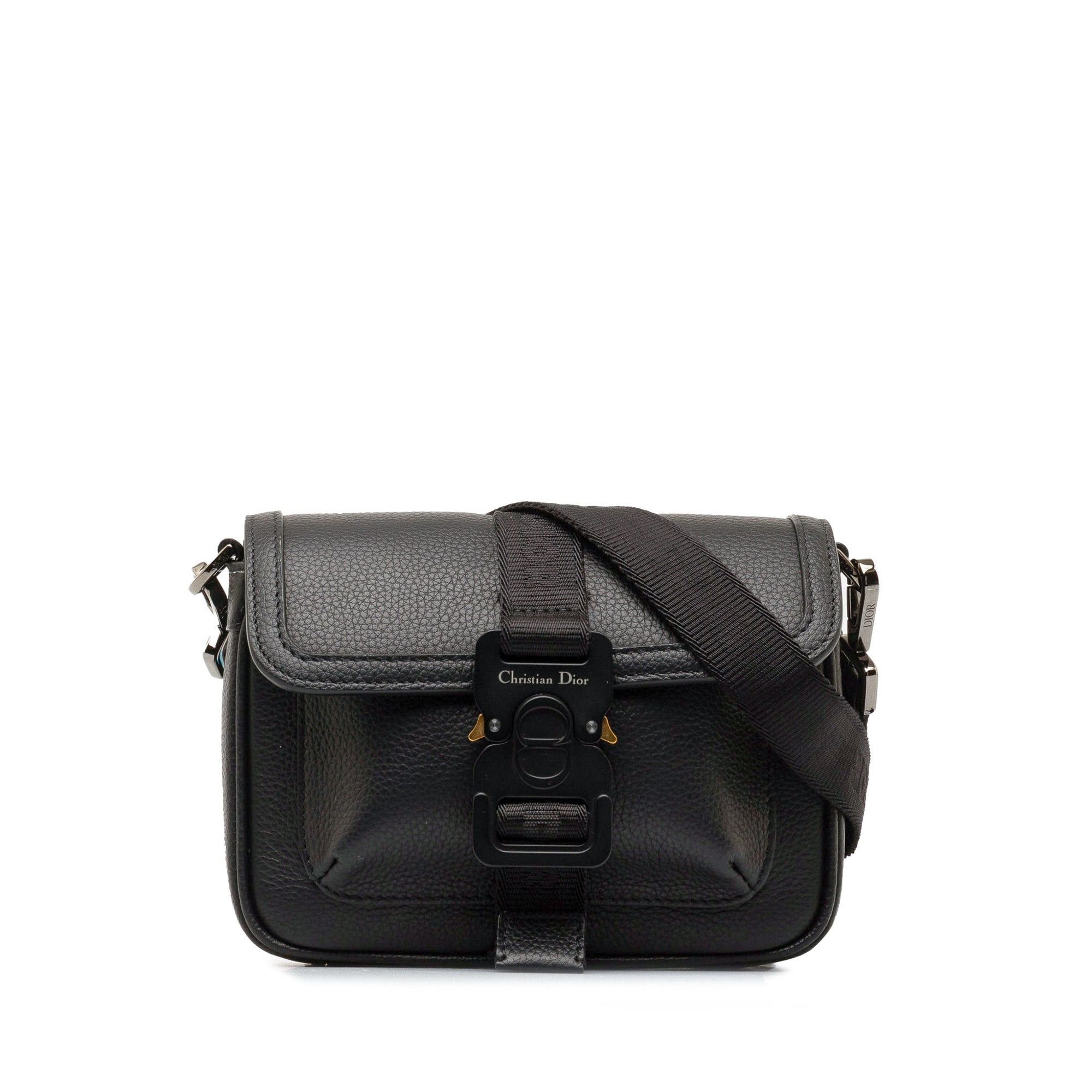 image of Dior Grained Calfskin Mini Hit The Road Bag in Black, Women's