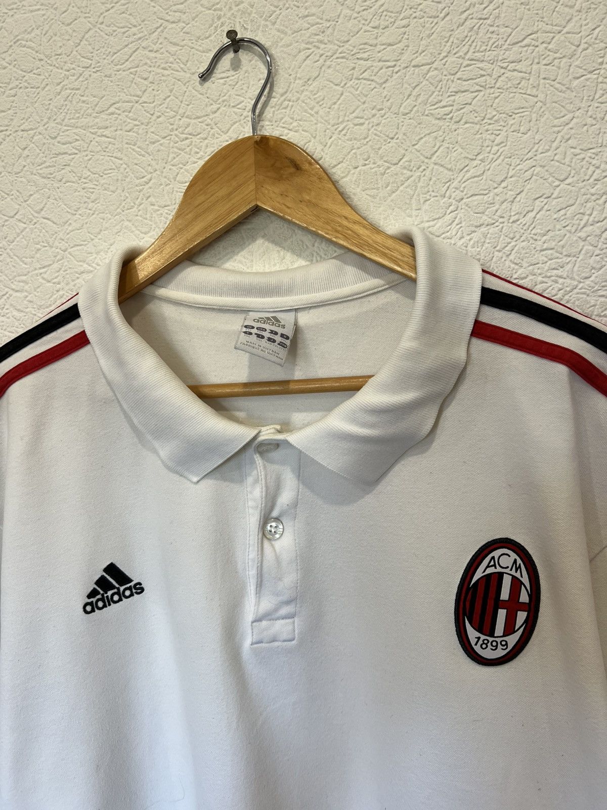 Adidas Adidas AC Milan White Polo Shirt Mens Football Soccer Size US XXL / EU 58 / 5 - 2 Thumbnail