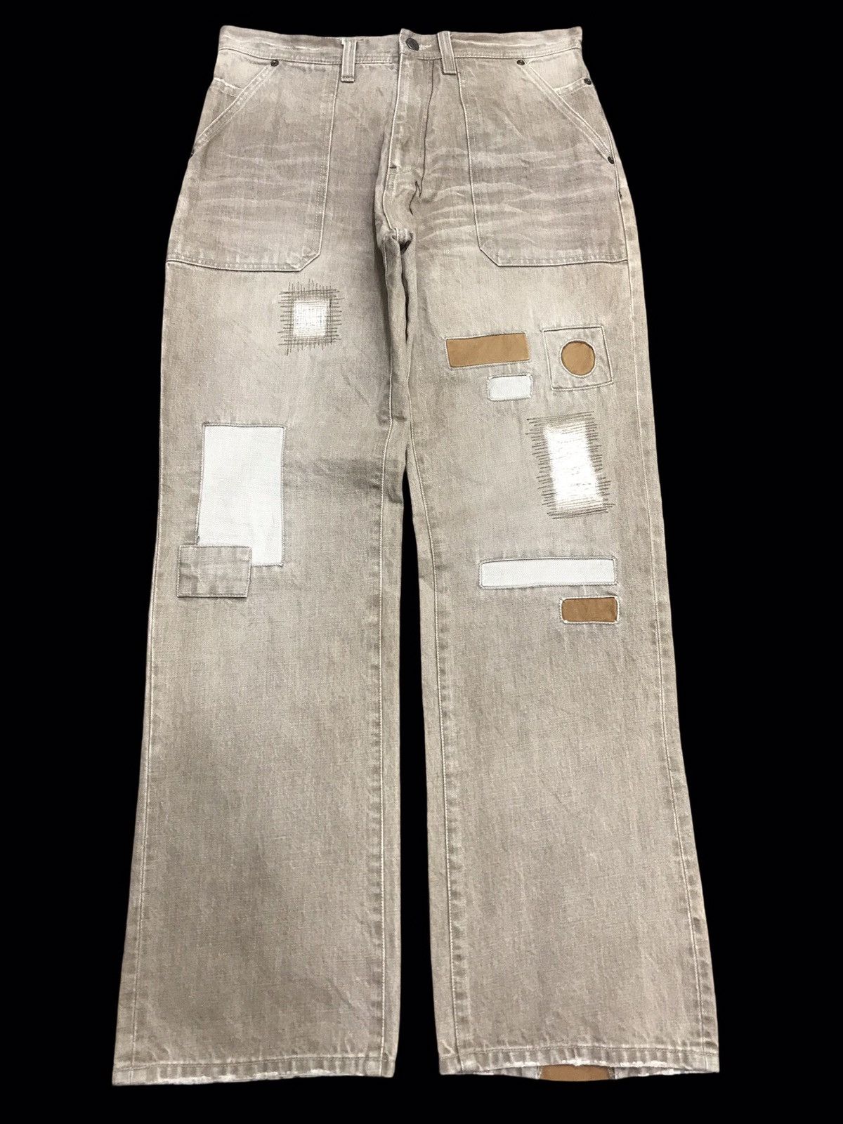 Japanese Brand 💥DENIM ART💥Archival Kelen Patchwork Wide Baker Denim F254 Size US 32 / EU 48 - 1 Thumbnail