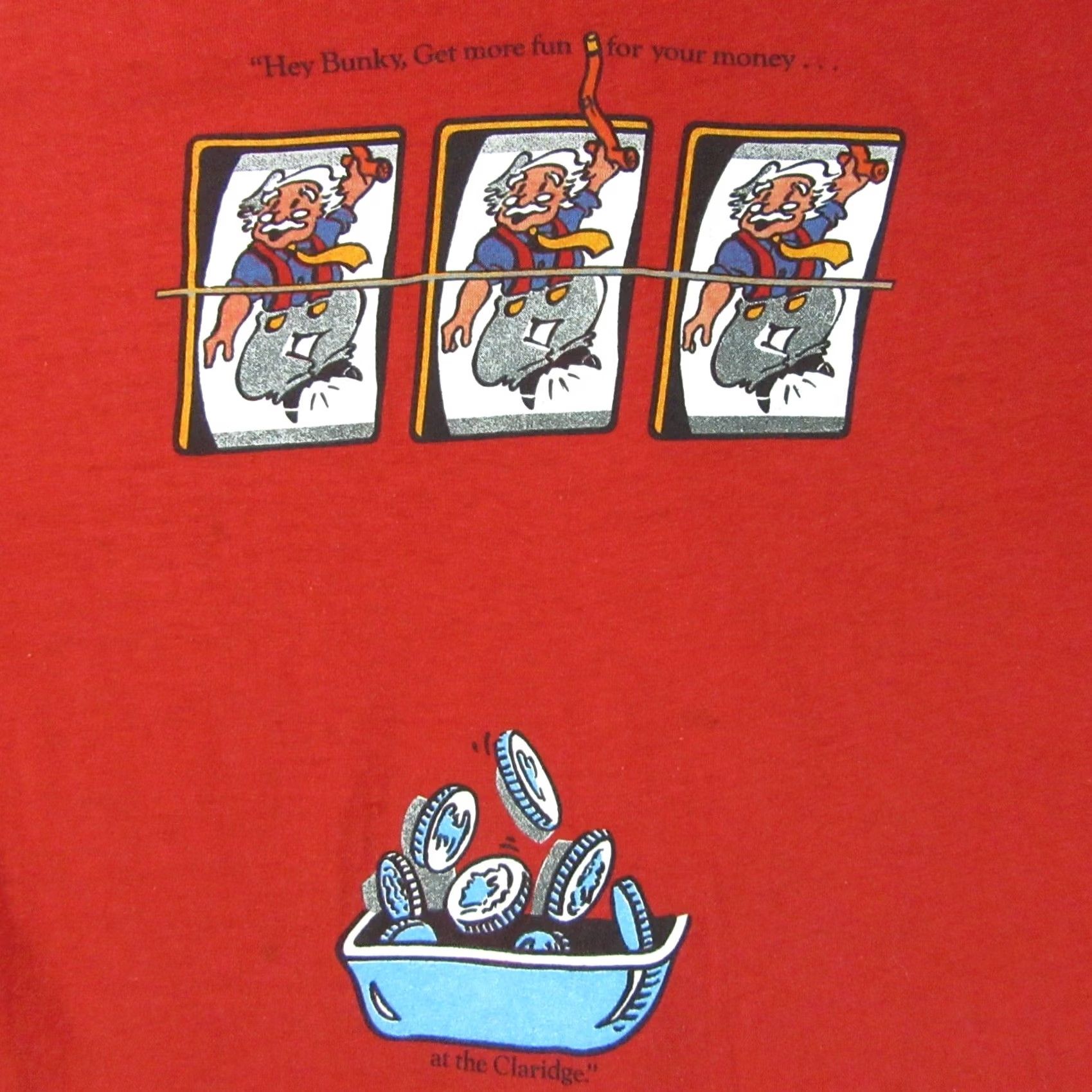 Vintage VINTAGE DEL WEBB'S CLARIDGE COWBOY ATLANTIC CITY T-Shirt L 80s single stitch Red Mens Size US L / EU 52-54 / 3 - 5 Thumbnail