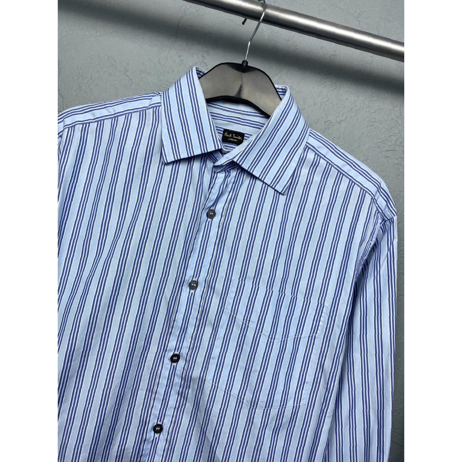 Paul Smith VINTAGE Paul Smith London Mens Long Sleeve Striped Shirt L Blue Cotton Shirt Mens London - 1990s Size US L / EU 52-54 / 3 - 2 Thumbnail