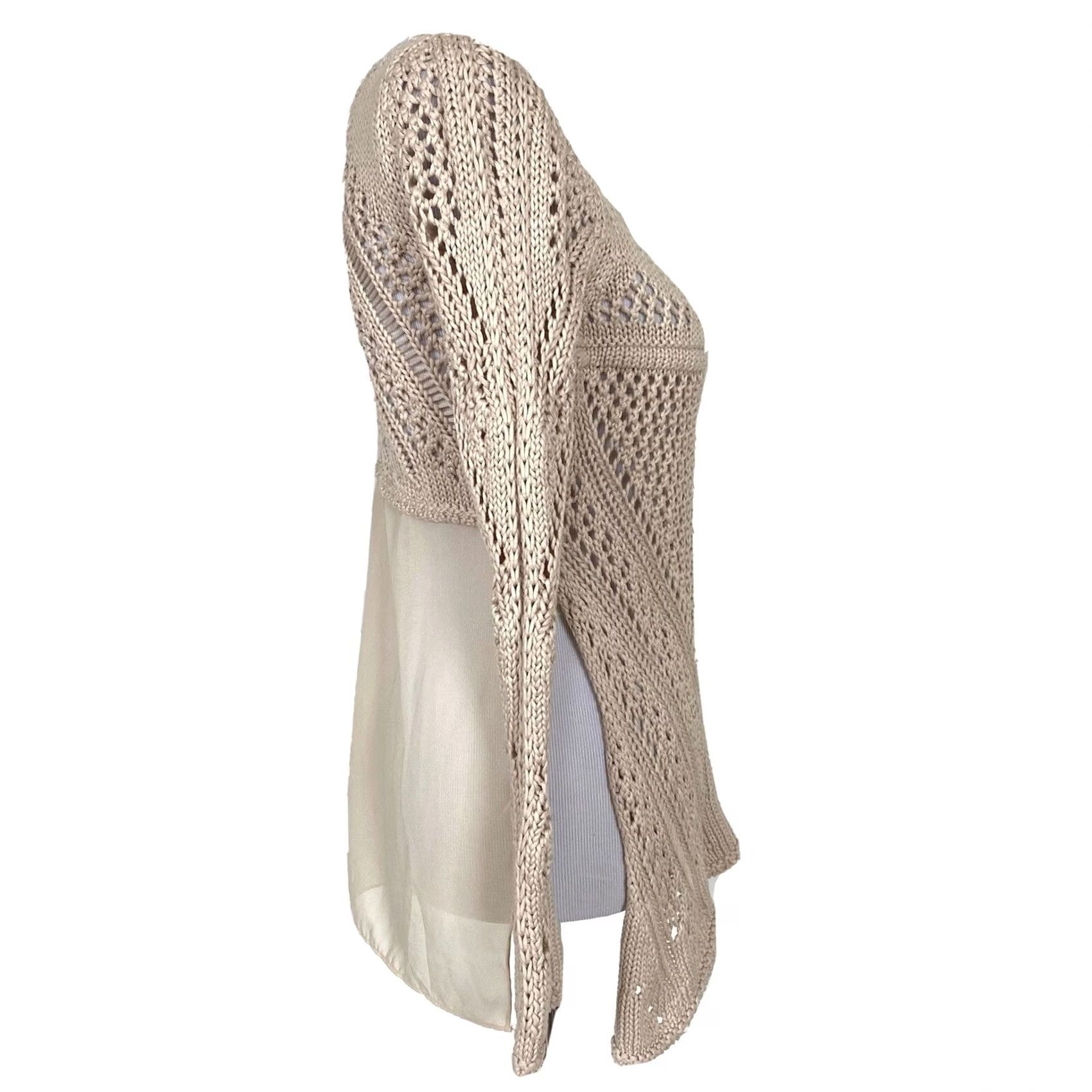 Akira VINTAGE Akira Black Label Sweater Beige Crochet Open Knit Back Sz S Size S / US 4 / IT 40 - 5 Thumbnail
