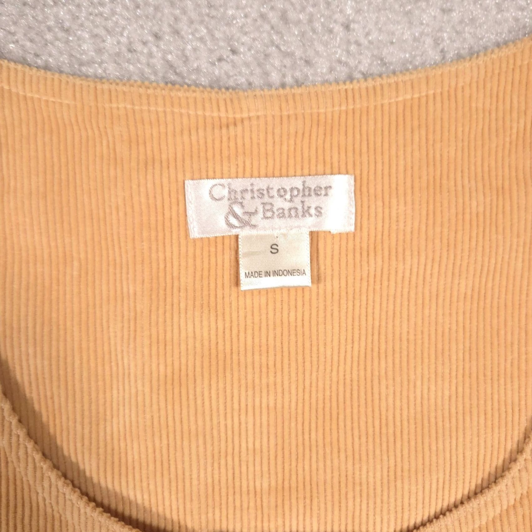 Vintage Christopher & Banks Womens S Beige Corduroy Shift Dress - Casual Workwear Size S / US 4 / IT 40 - 6 Thumbnail